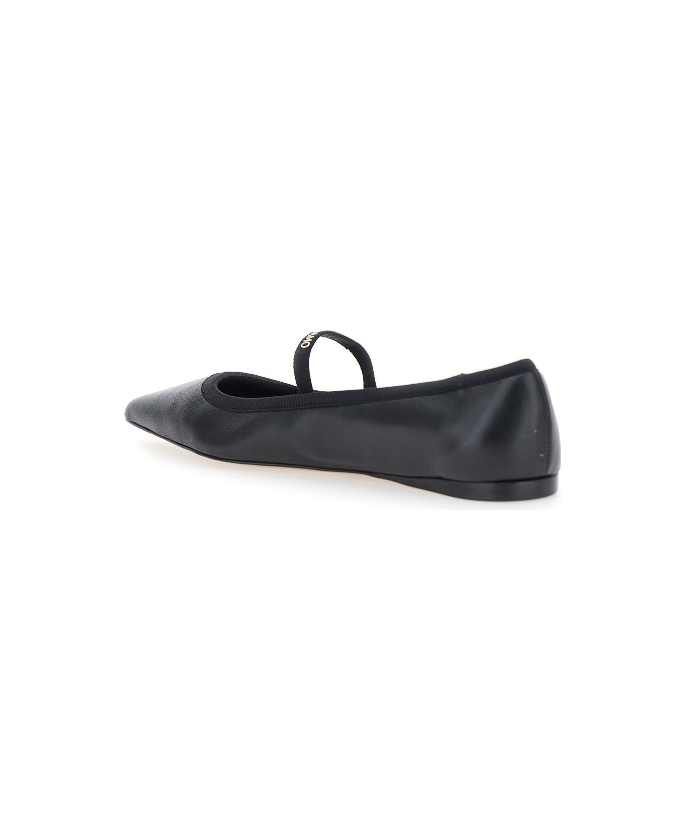 Ferragamo 'carice' Black Ballet Shoes With Ribbon Detail And Logo Lettering On The Front In Leather Woman - Black