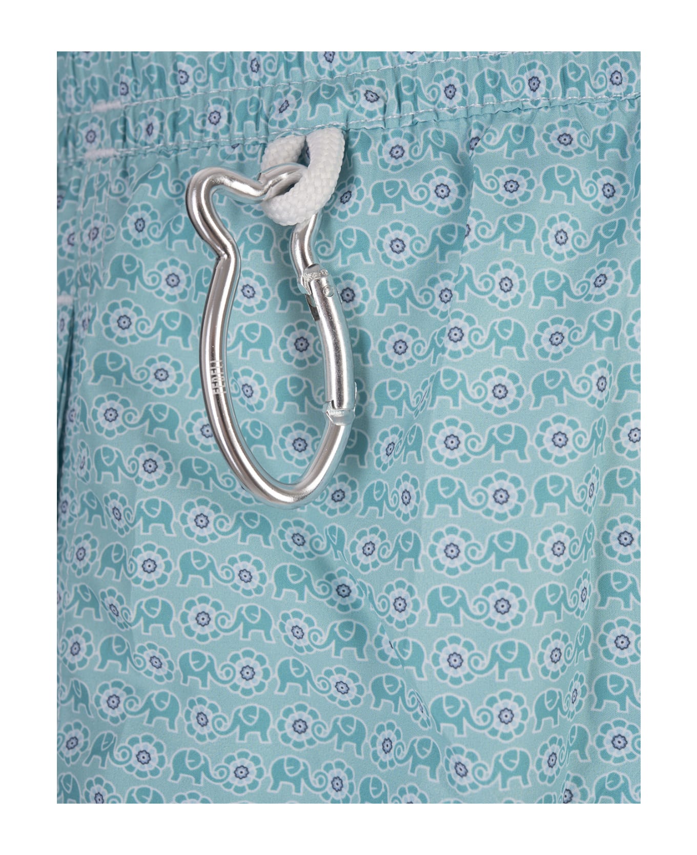 Fedeli Turquoise Swim Shorts With Elephants And Flowers Pattern - Green