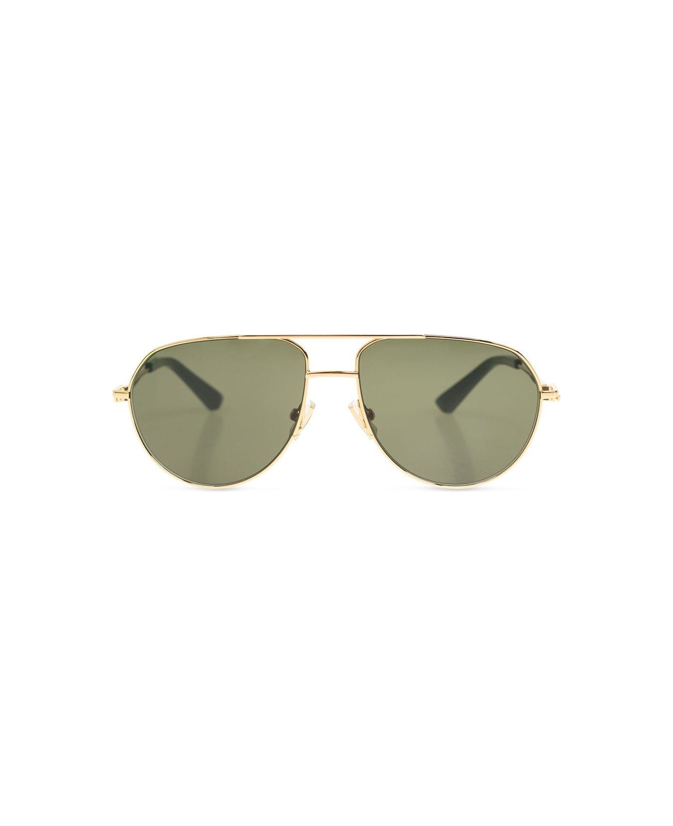 Bottega Veneta Split Rectangular Sunglasses - Gold Green