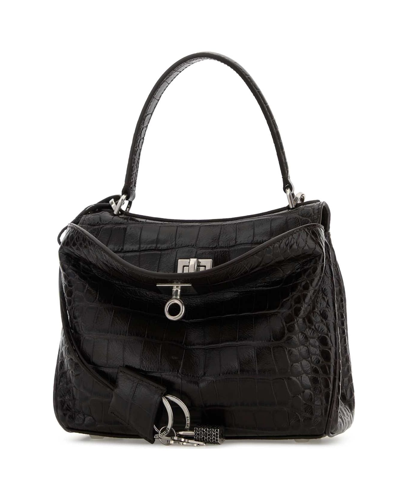 Balenciaga Brown Leather Mini Rodeo Handbag - EBONY/BLACK