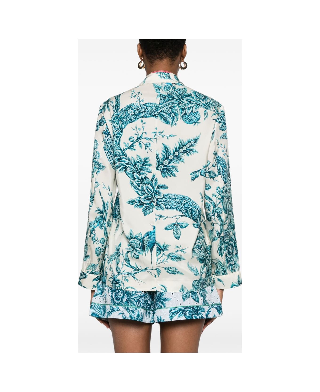 For Restless Sleepers Printed Silk Shirt - Blue
