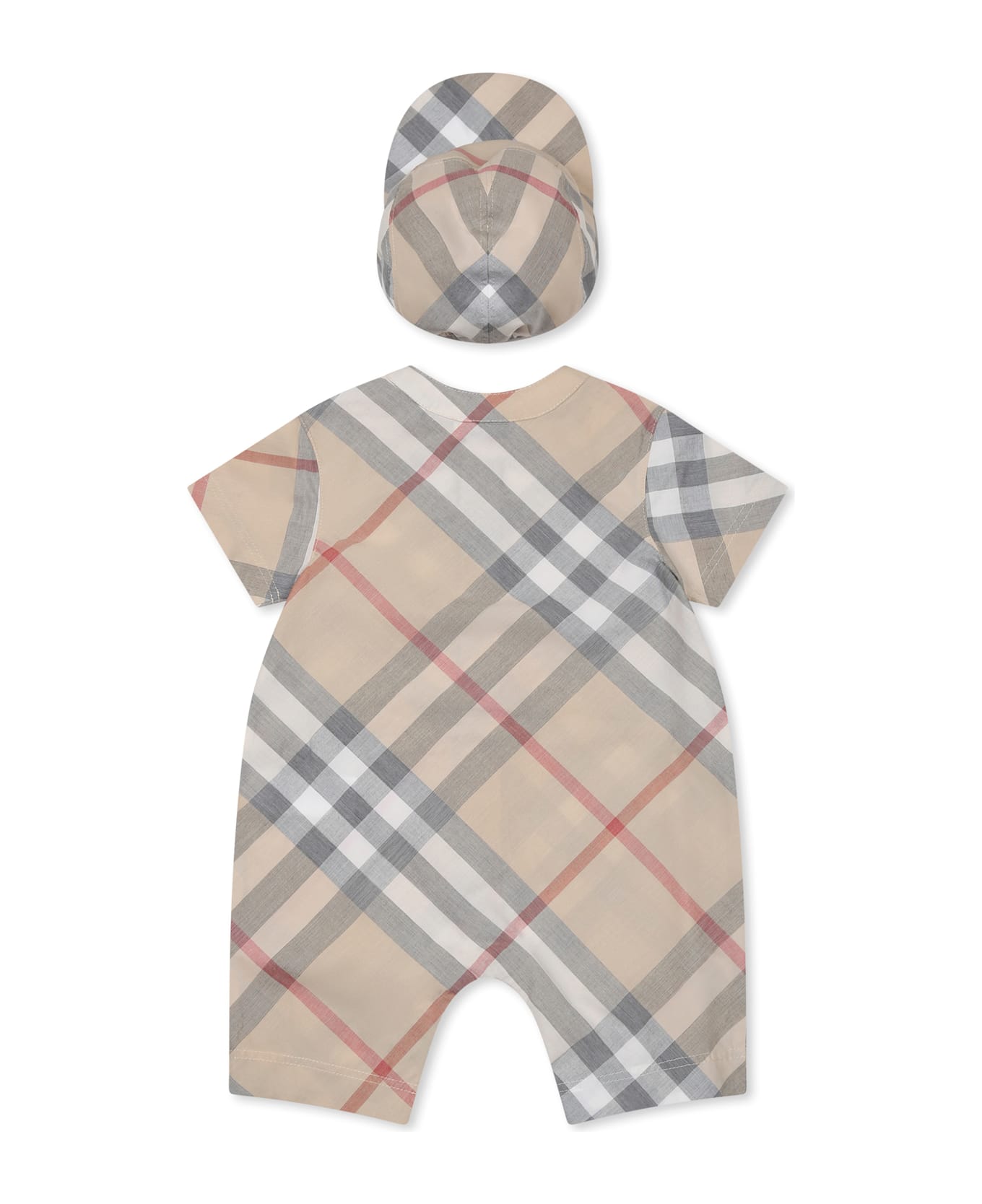 Burberry Beige Set For Babykids With Vintage Check - Beige