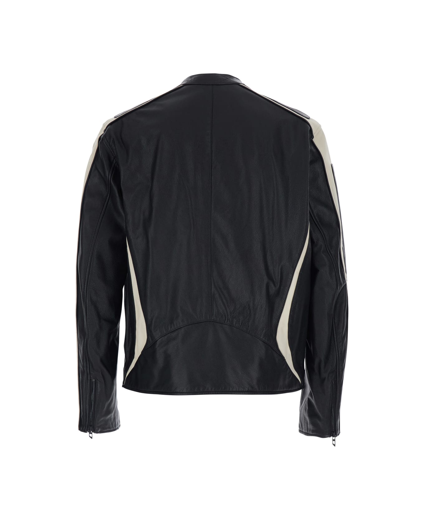Diesel 'adam' Black Jacket With Embossed Logo On The Front And Details With Stripe In Leather Man - Black