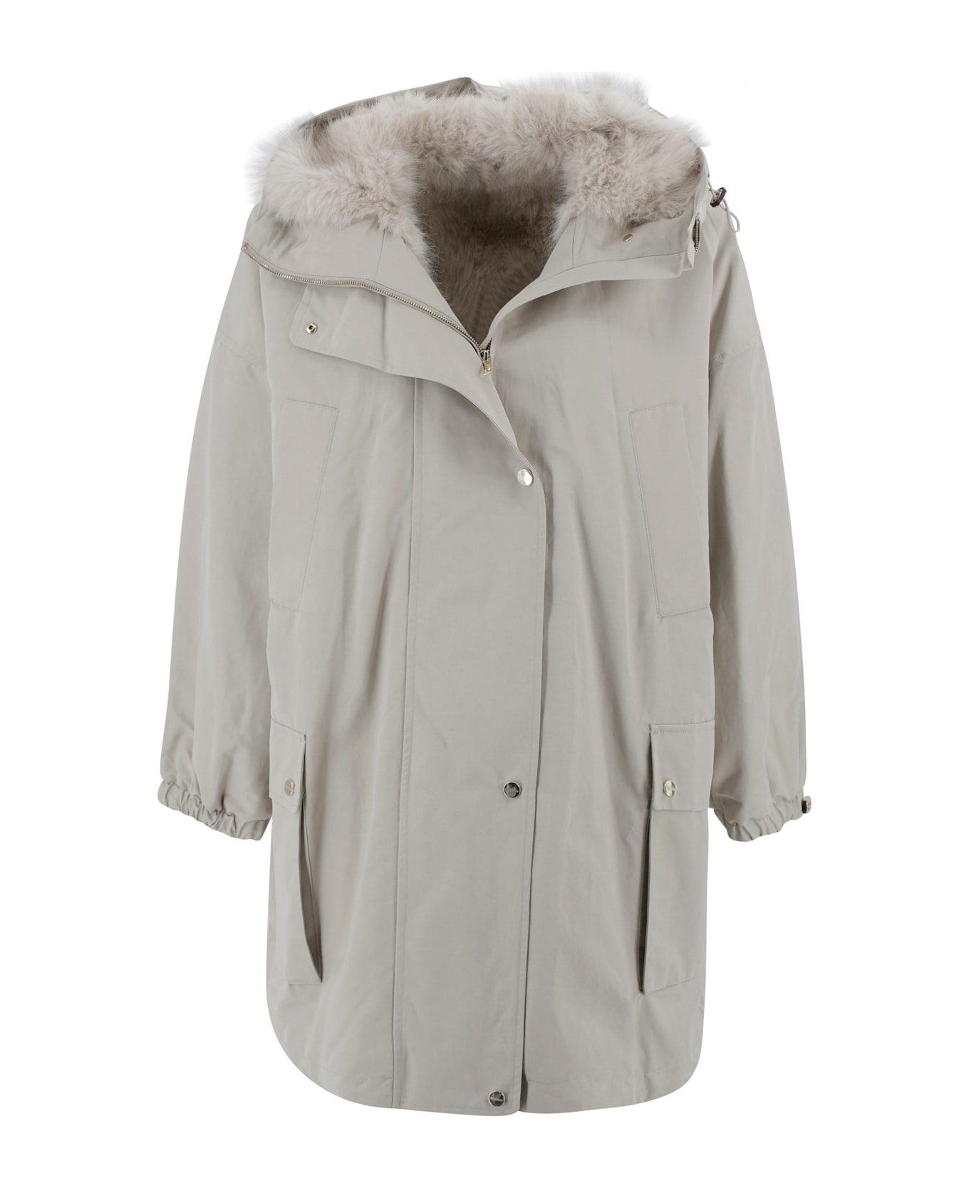 Max Mara Studio Faux Fur Parka - Beige