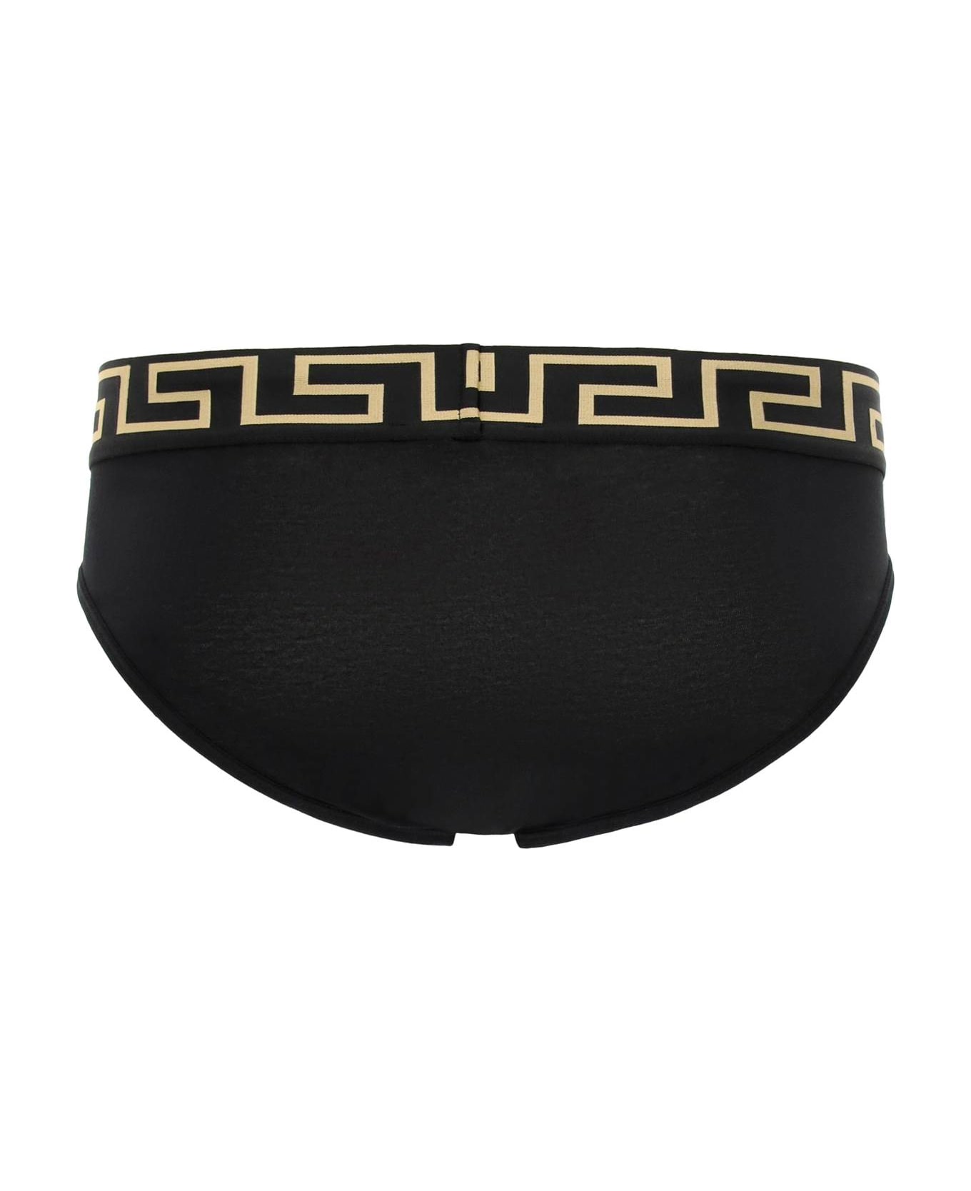 Versace Underwear Briefs Tri-pack - BLACK GOLD GREEK KEY (Black)