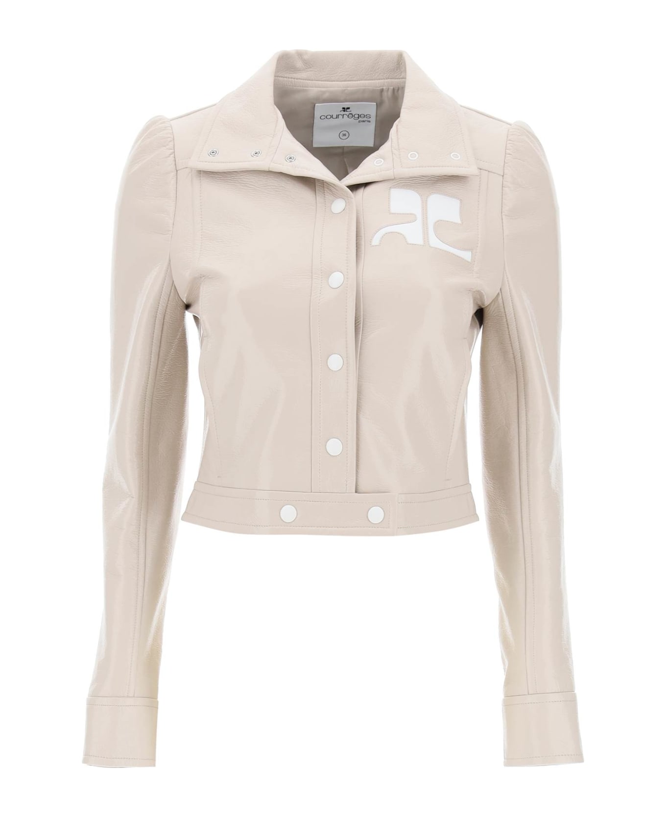 Courrèges Re-edition Jacket In Coated Cotton - MASTIC GREY