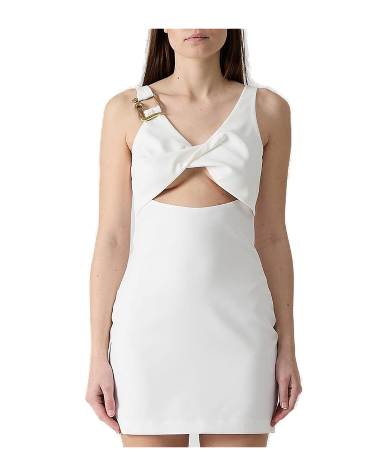 Just Cavalli Buckle Detailed Cut-out Dress - Beige