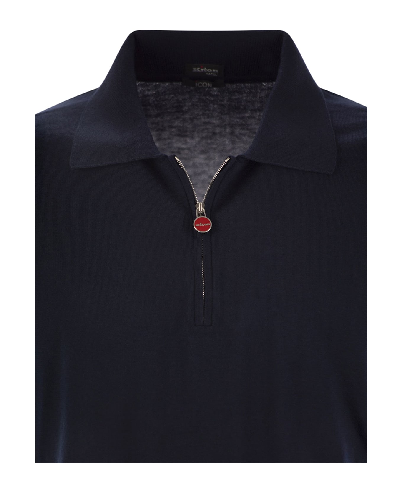 Kiton Short-sleeved Polo-zip - Night Blue