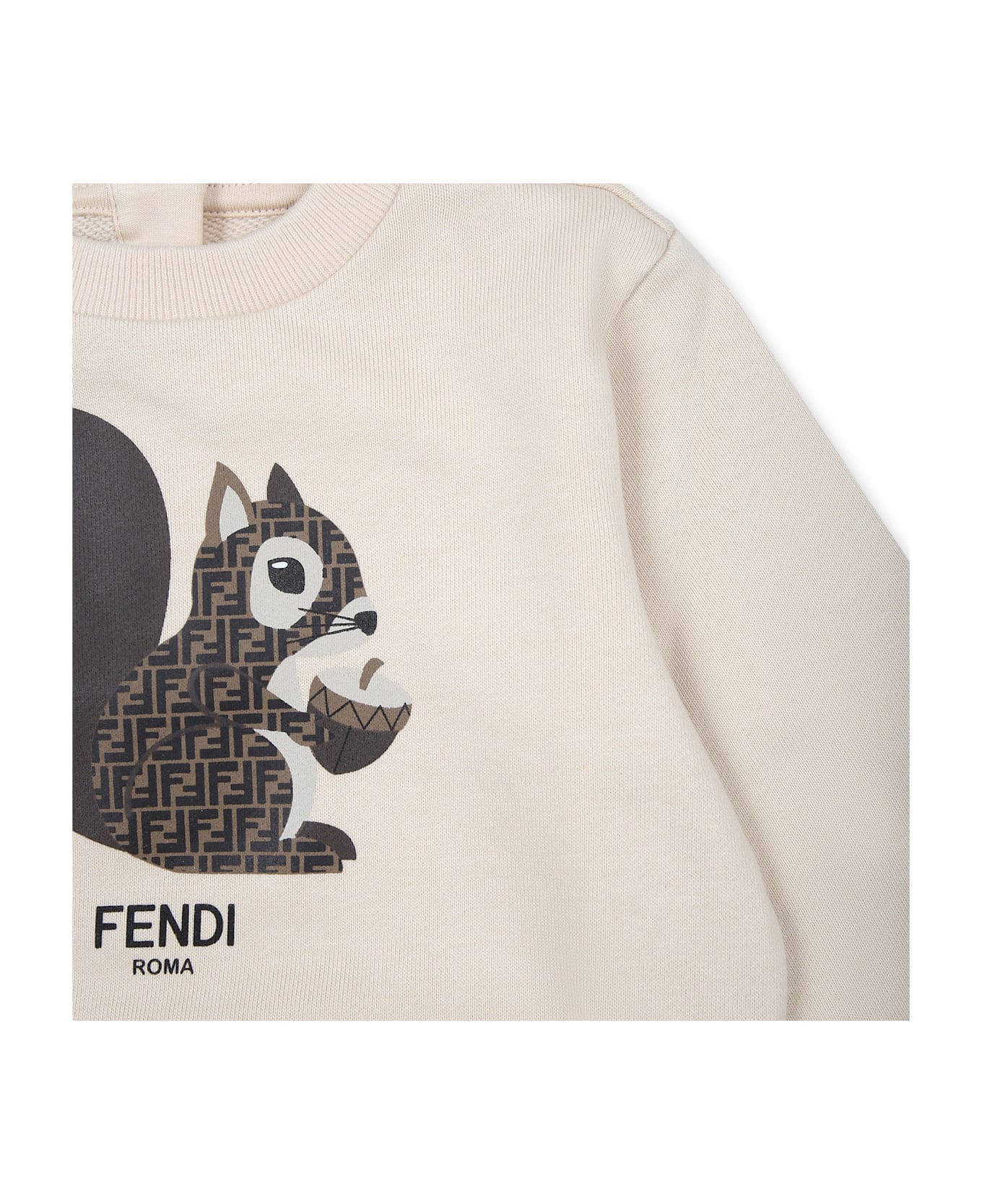 Fendi Beige Sweatshirt For Babykids With Logo Squirrel - Beige