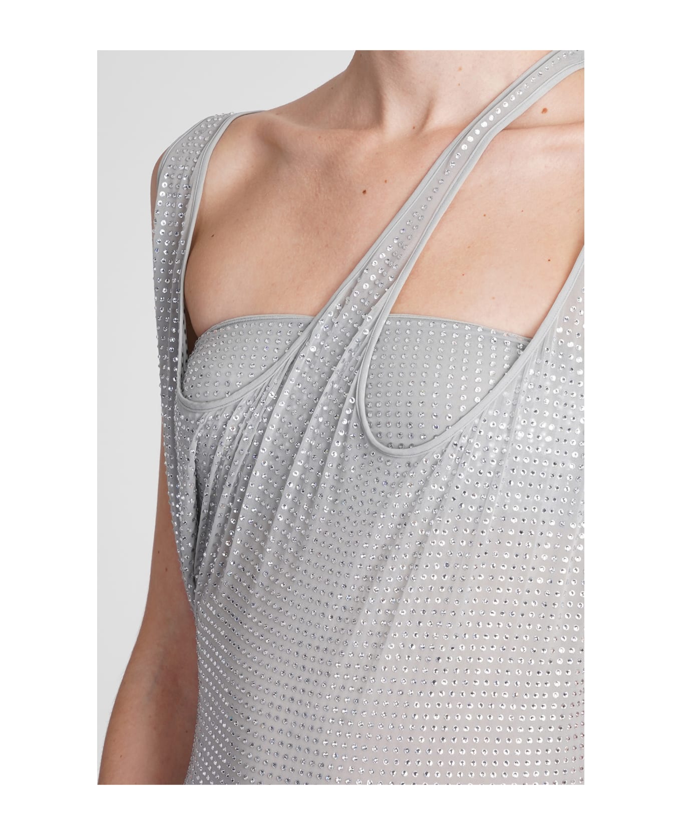 The Attico Dress In Silver Polyamide Polyester - silver