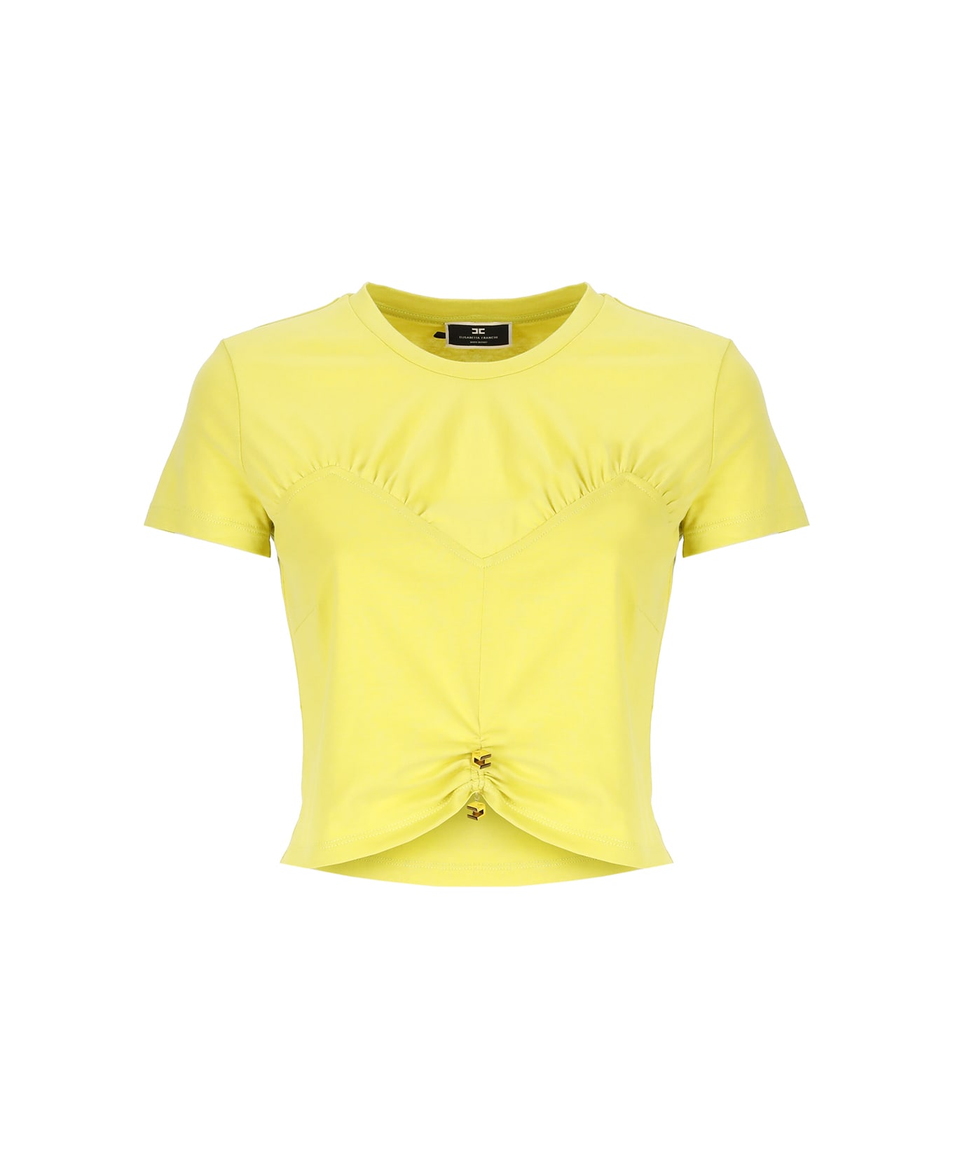 Elisabetta Franchi T-shirt With Drape - Yellow