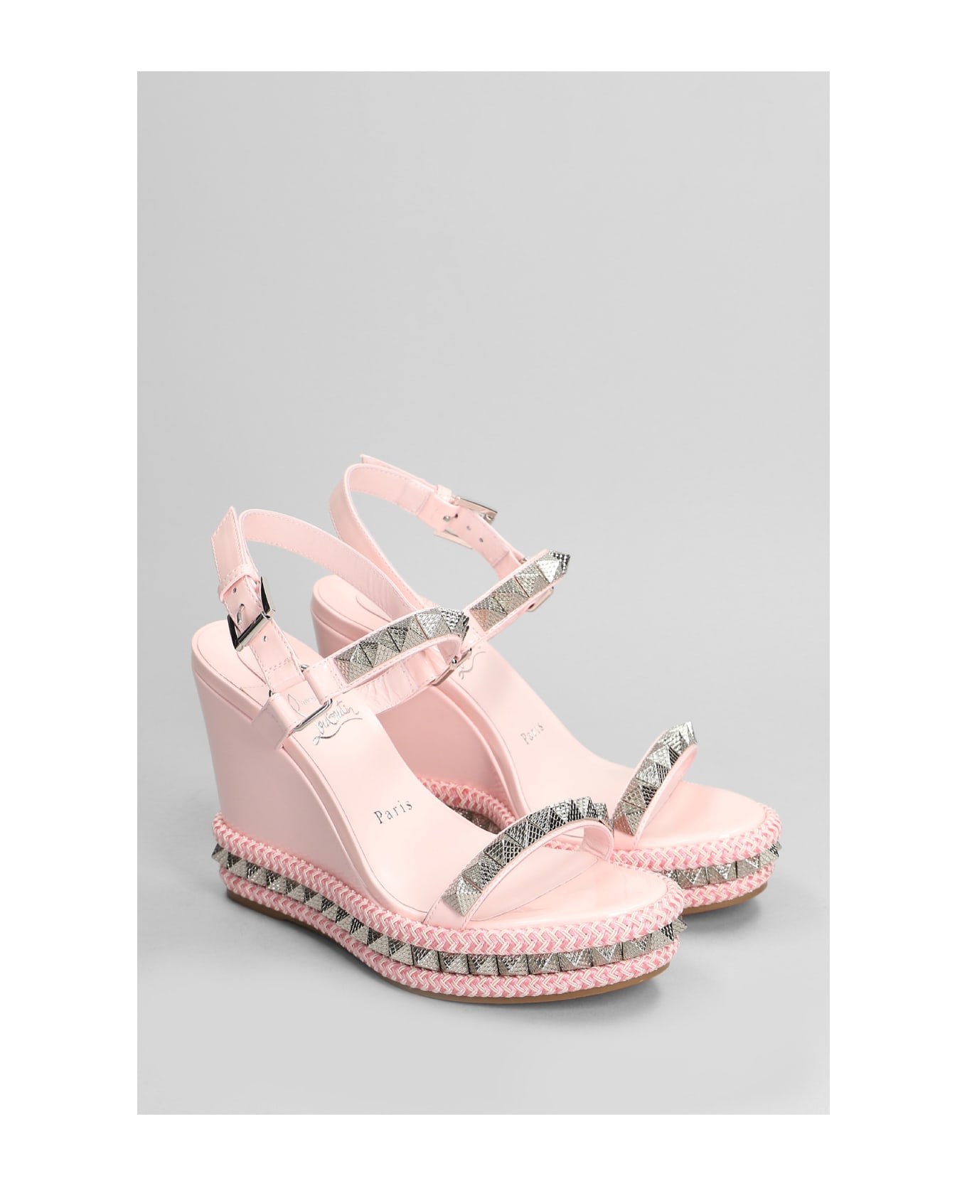 Christian Louboutin Pyraclou 110 Wedges In Rose-pink Patent Leather - rose-pink