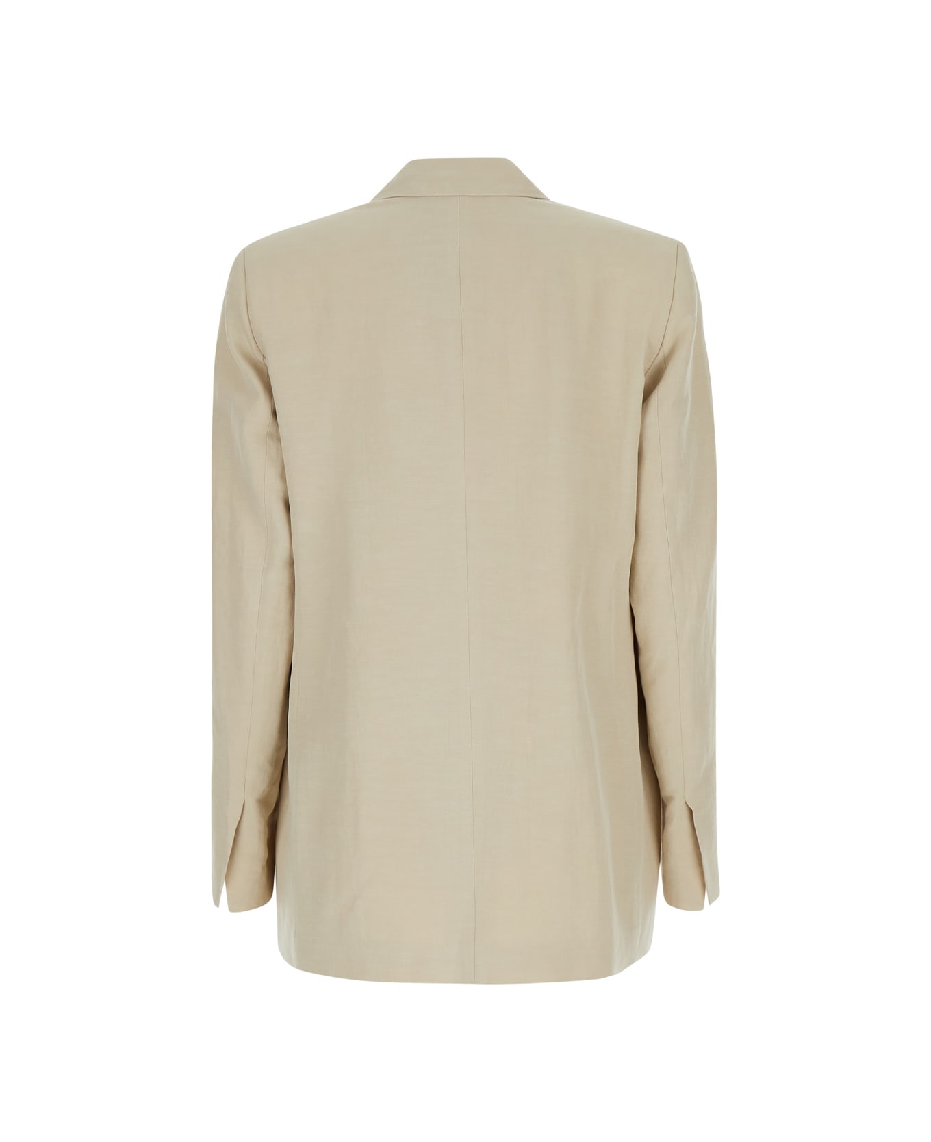 Liu-Jo Beige Single-breasted Jacket With Gold Buttons In Linen Blend Woman - Beige