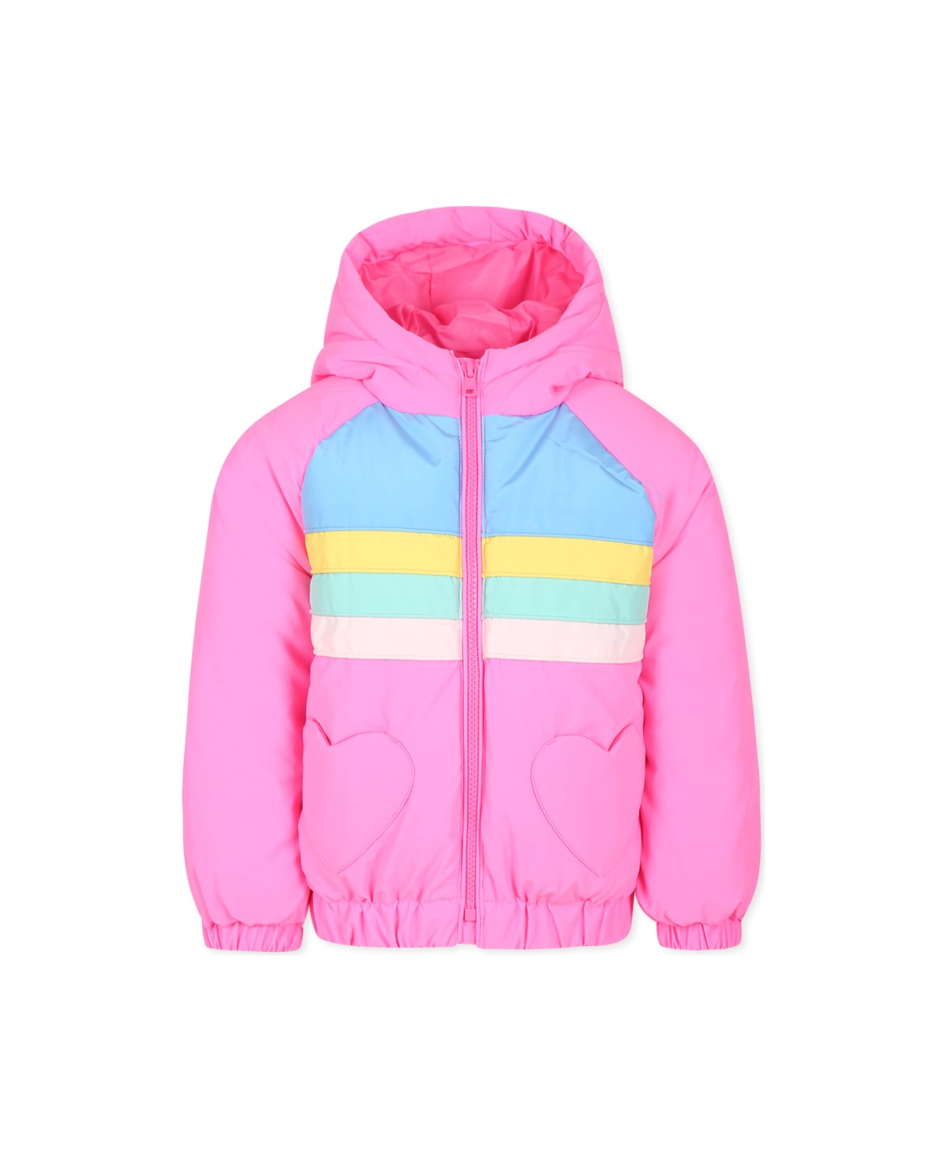 Billieblush Fuchsia Down Jacket For Girl With Hearts - Fuchsia