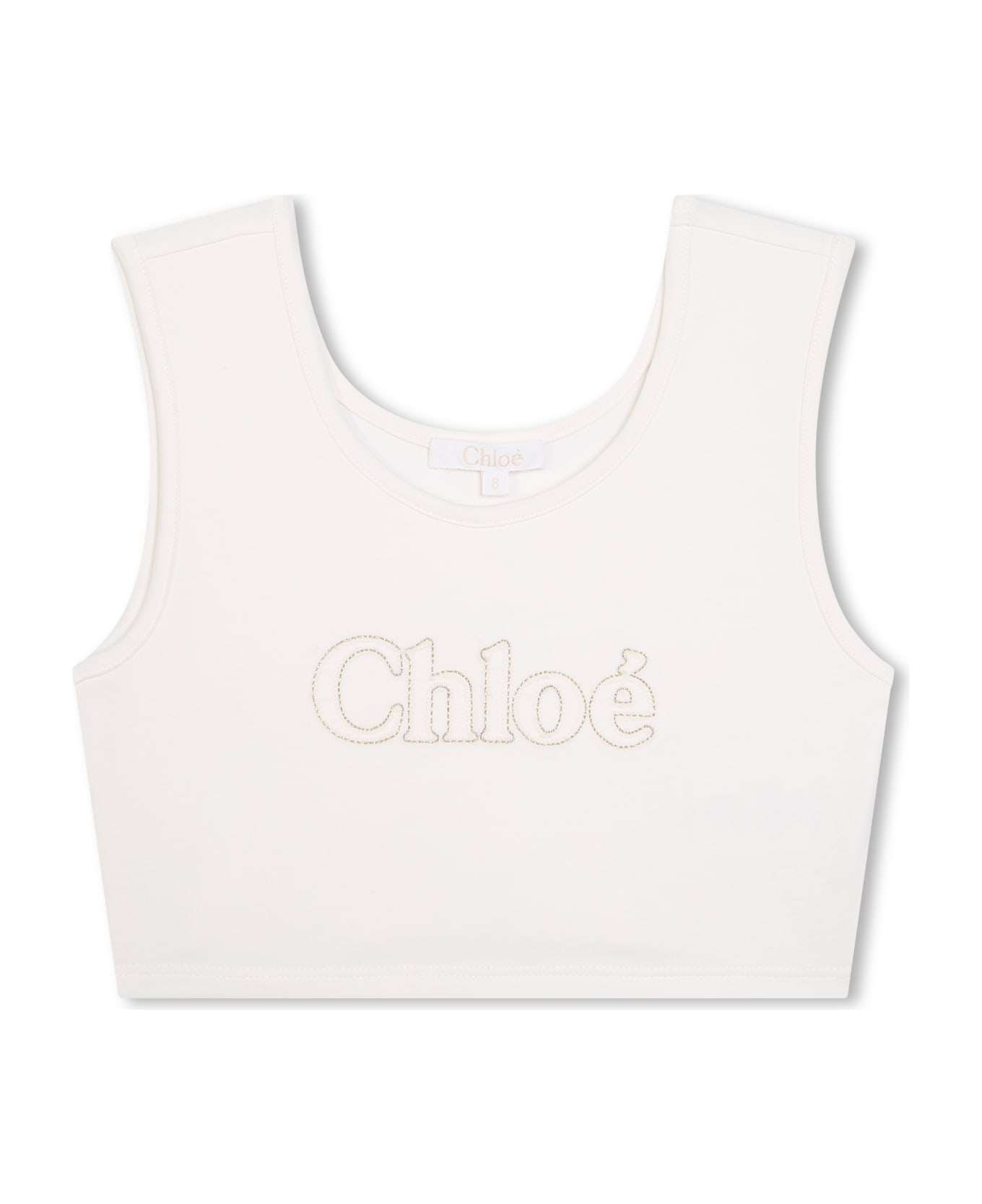 Chloé Cropped Tank Top With Embroidery - White トップス