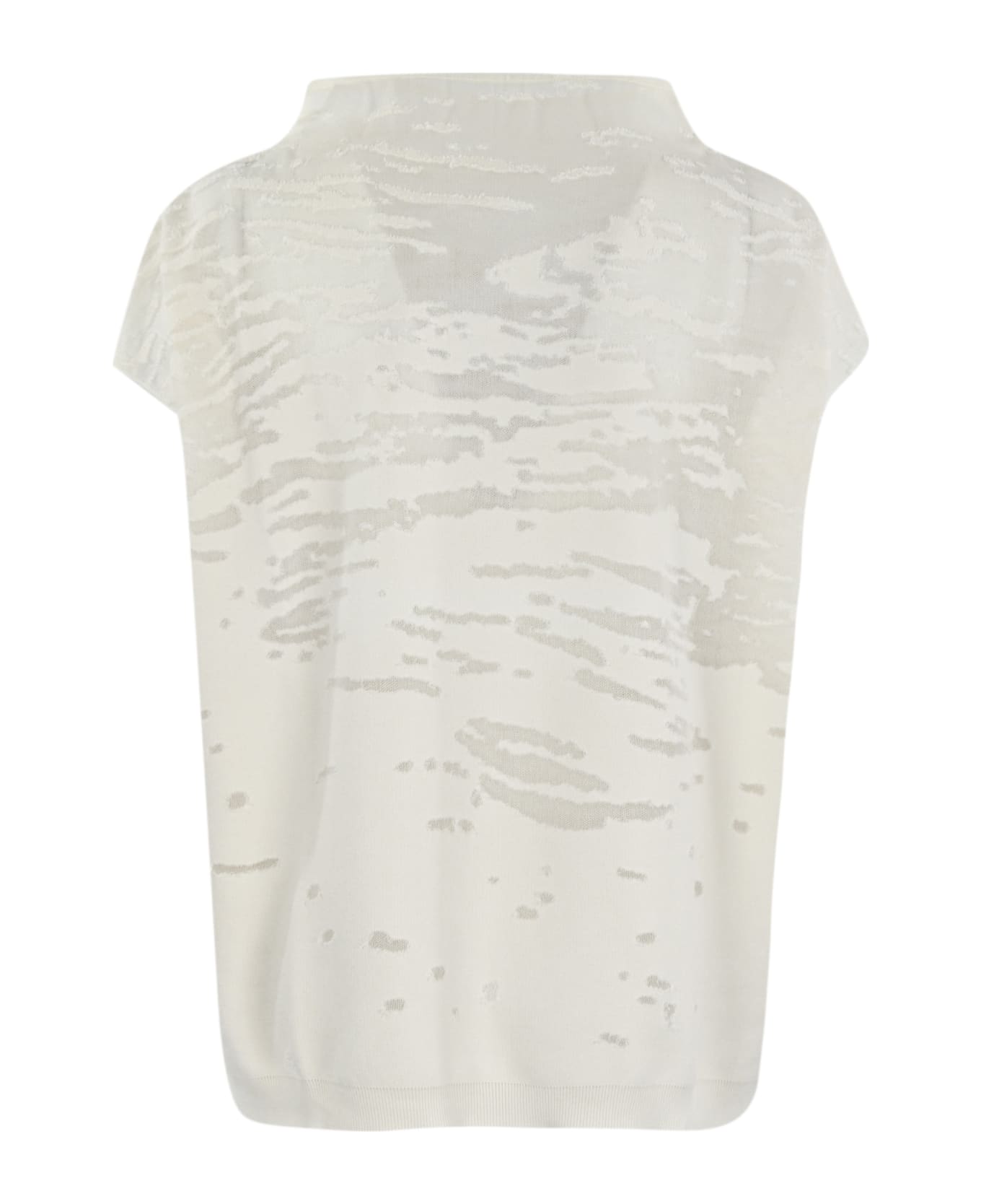 Liviana Conti Semi-transparent Devore' Shirt - Bianco