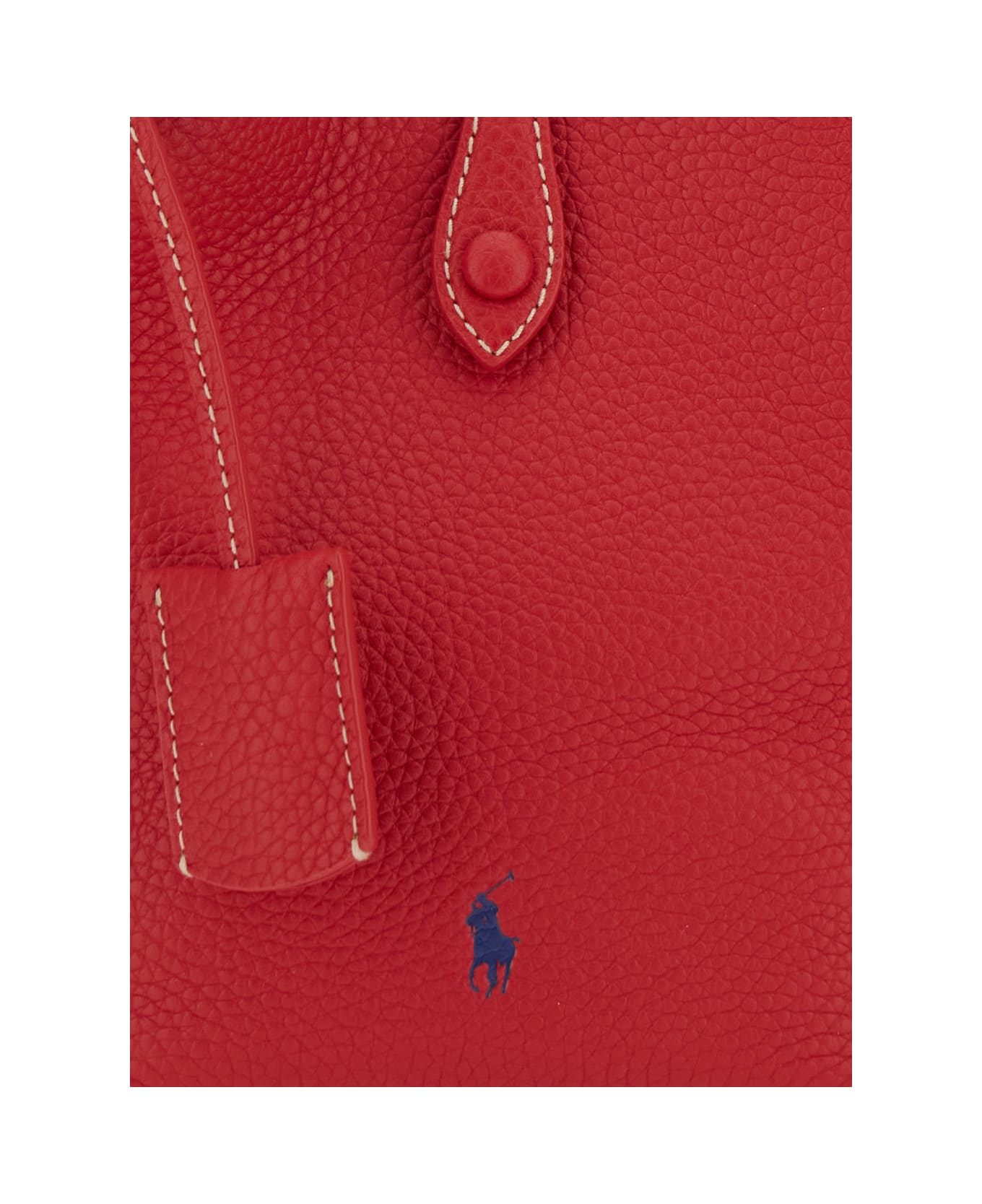 Ralph Lauren 
play
 Red Handbag With Removable Shoulder Strap And Pony Embroidery On The Front In Leather Woman - CHERRY