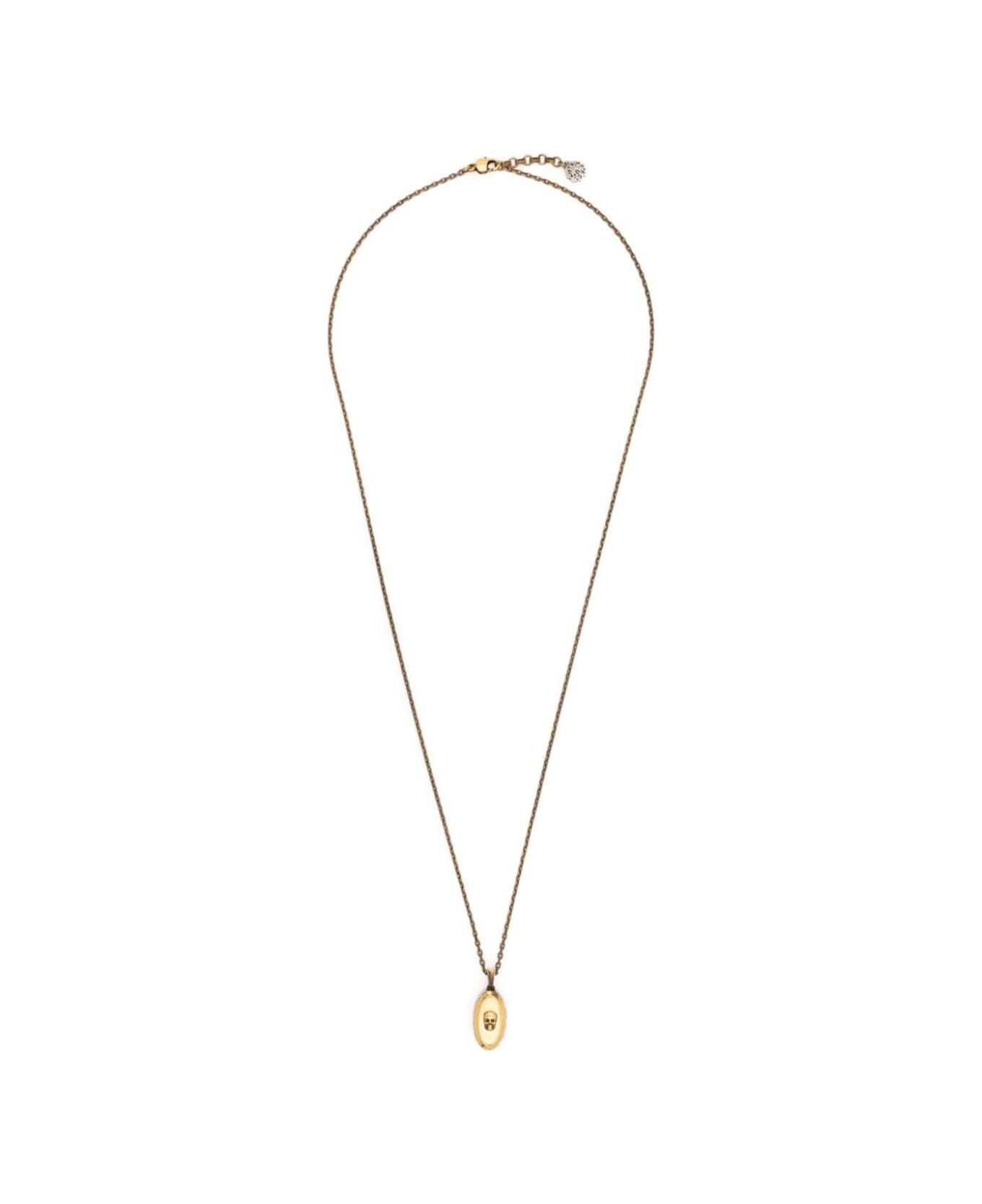 Alexander McQueen Gold-colored Chain Necklace With Skull Charm In Brass Woman - Metallic