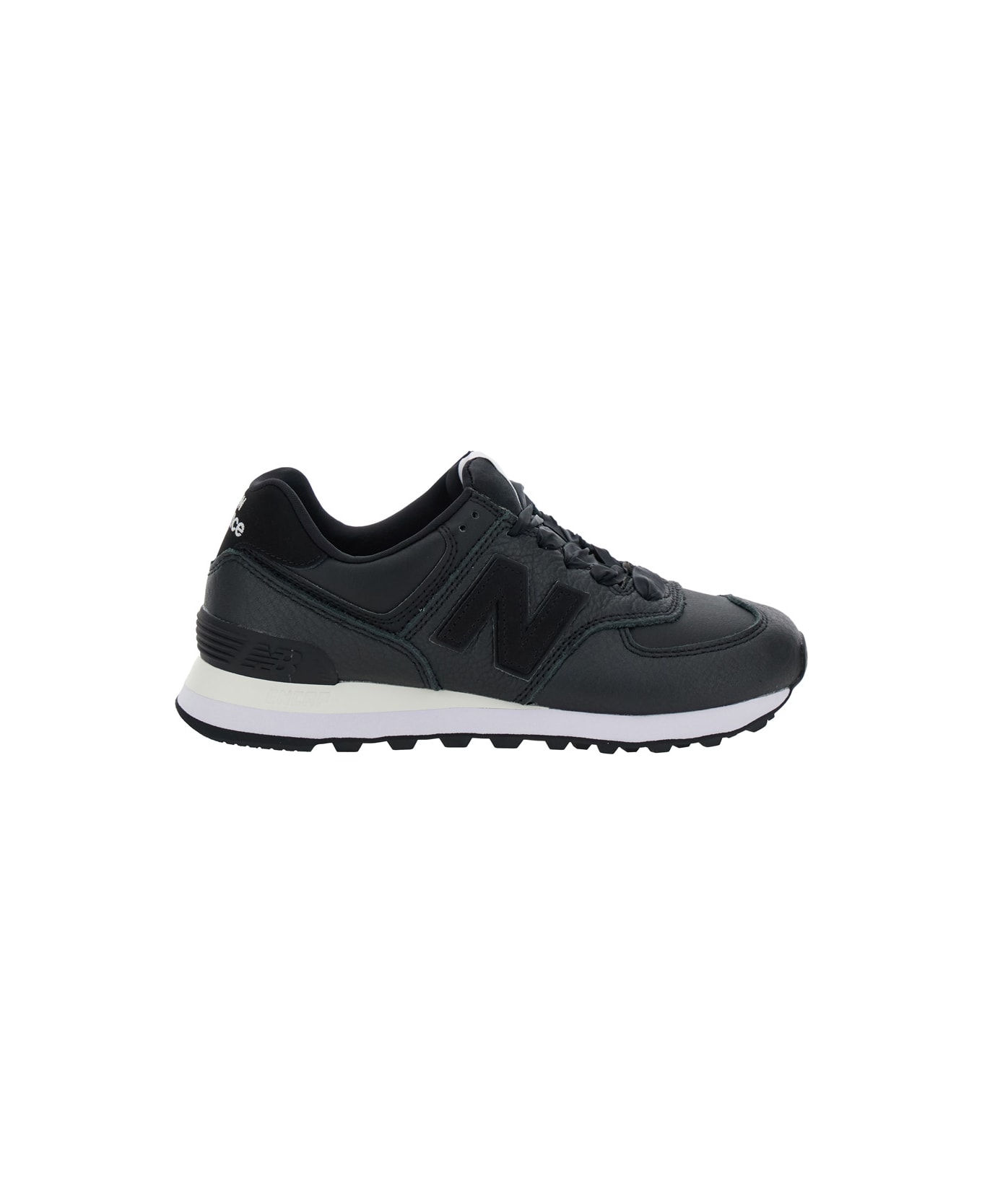 New Balance Black Low Top Sneakers With Logo Patch In Leather Woman - Black