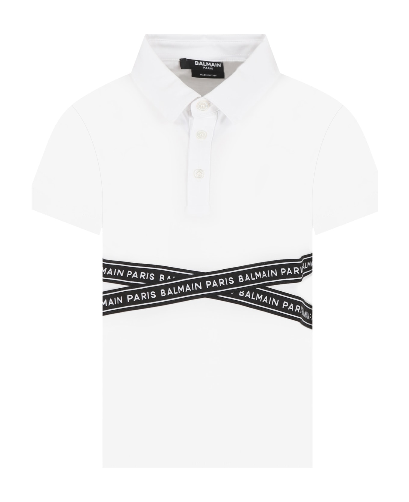 Balmain White Shirt For Boy With Logo - White