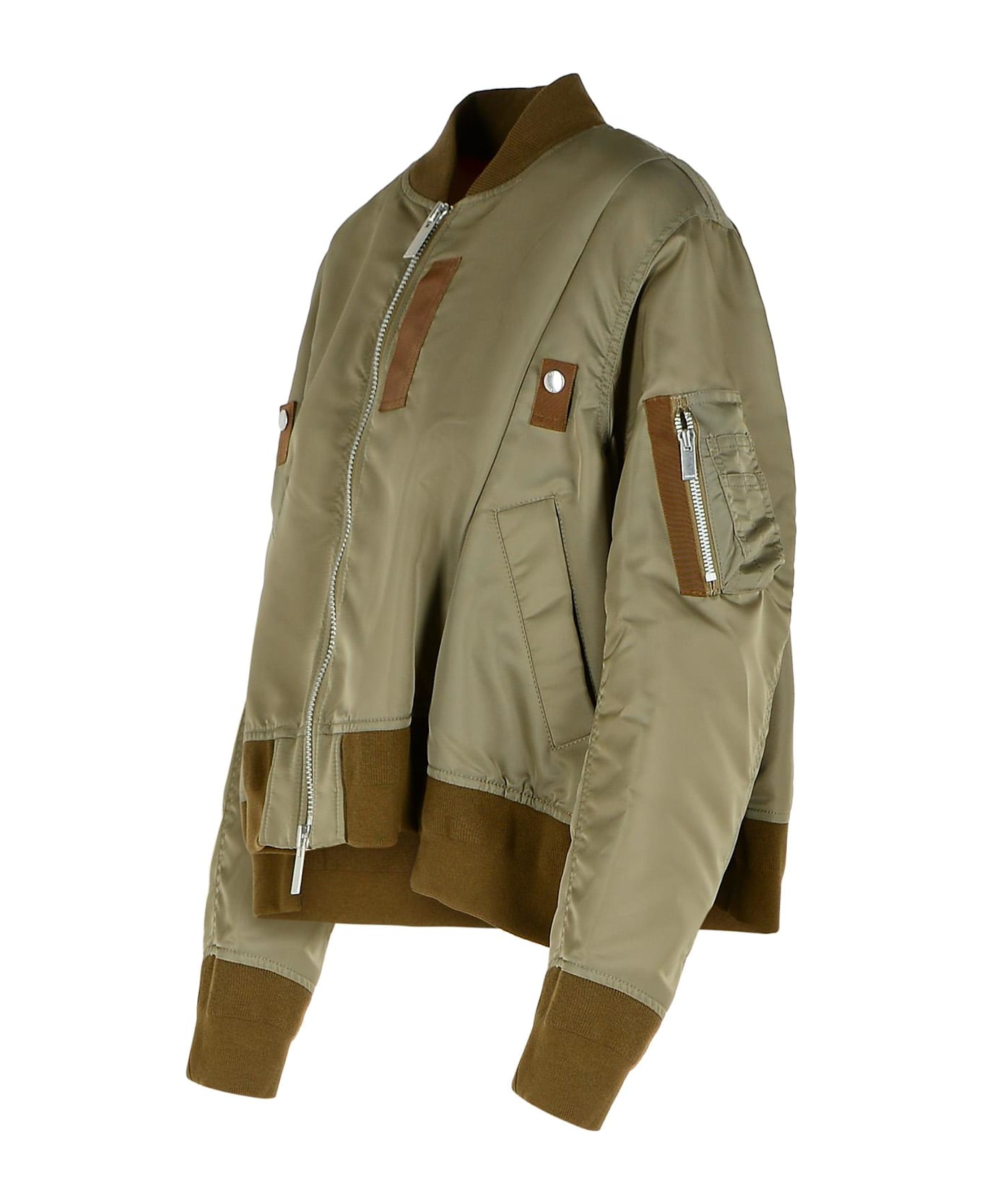 Sacai Bomber Jacket In Green Nylon - Green