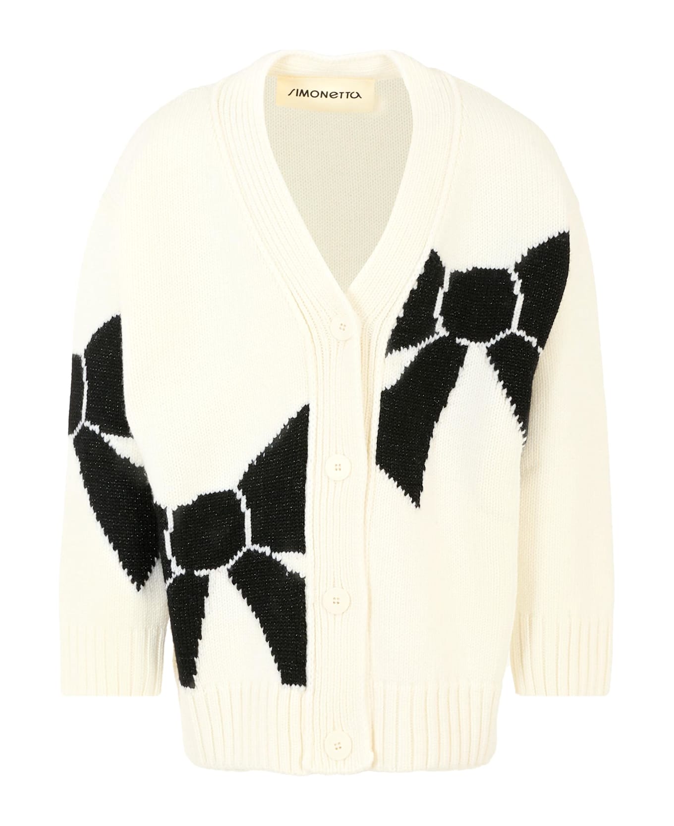 Simonetta White Cardigan For Girl With Bow - White