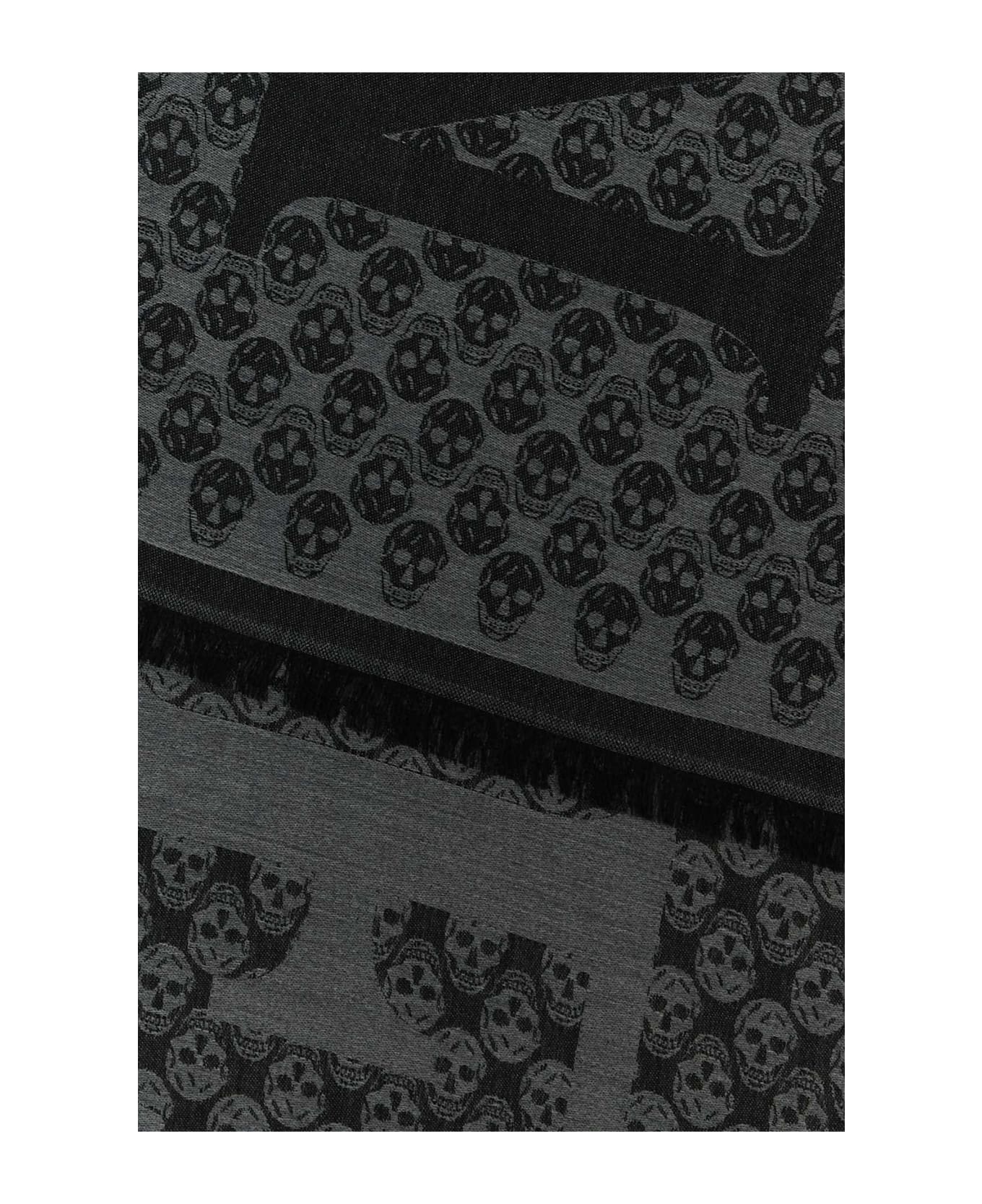 Alexander McQueen Embroidered Wool Foulard - GREYBLK
