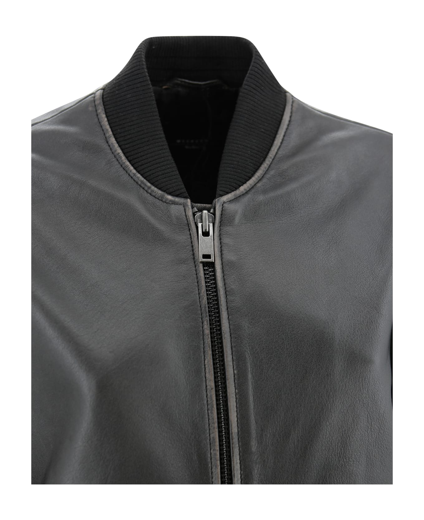 Weekend Max Mara Long Nappa Leather Bomber Jacket - Black