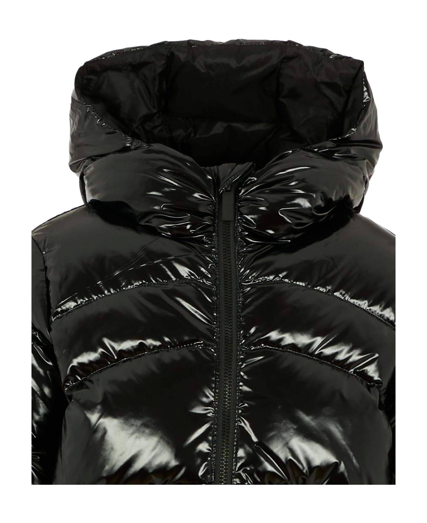 Colmar Black Down Jacket For Girl With Logo - Black