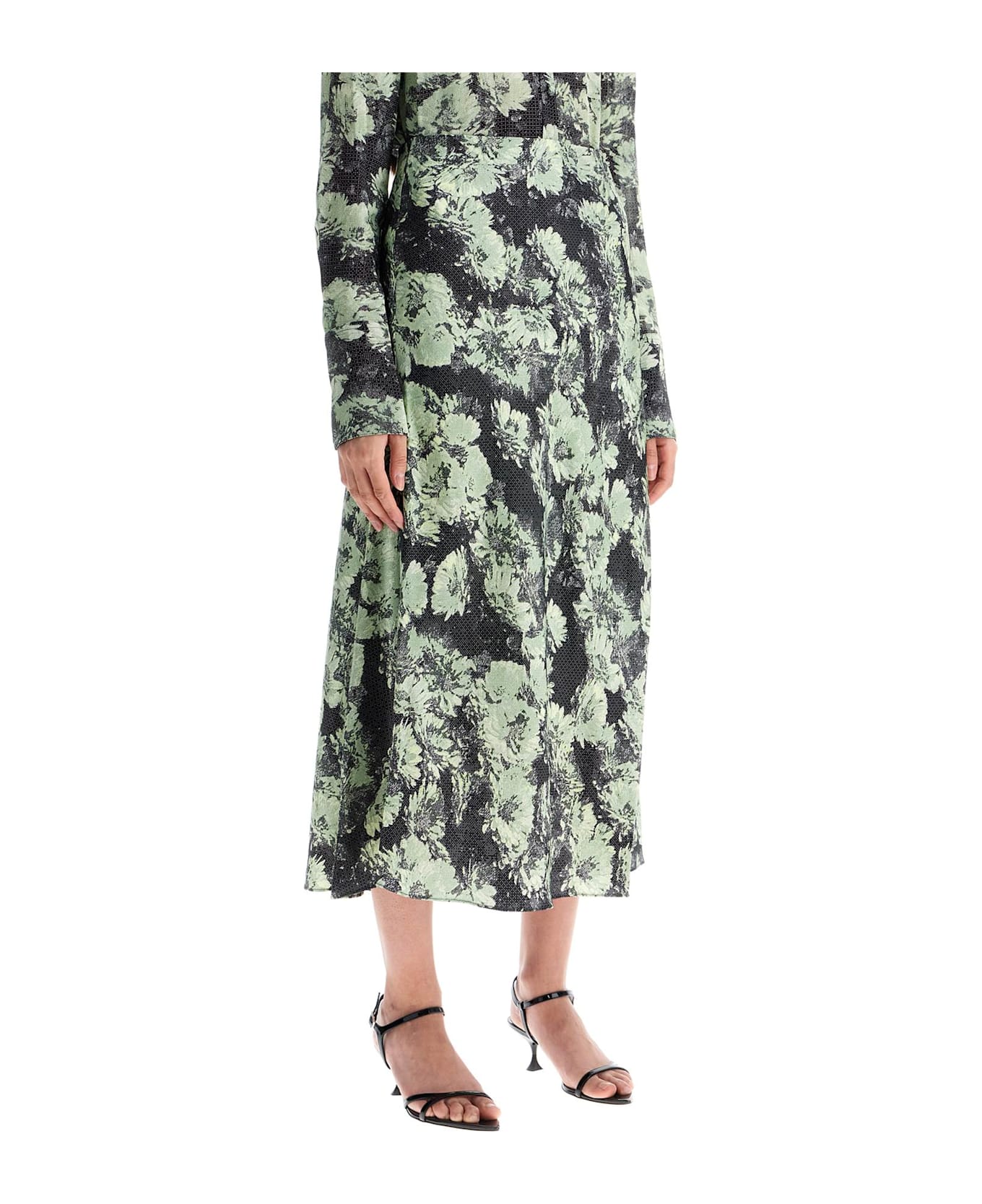 Tory Burch Satin Midi Skirt - Green