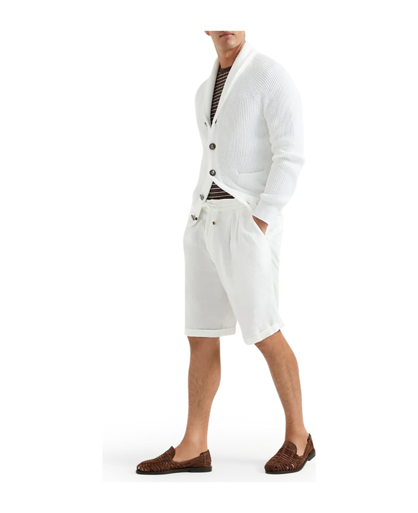 Brunello Cucinelli Garment Dyed Linen Gabardine Bermuda Shorts With Drawstring And Darts - C2200