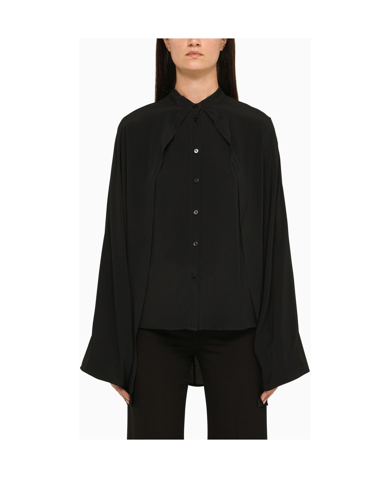 Federica Tosi Black Silk Blend Shirt - Black ブラウス