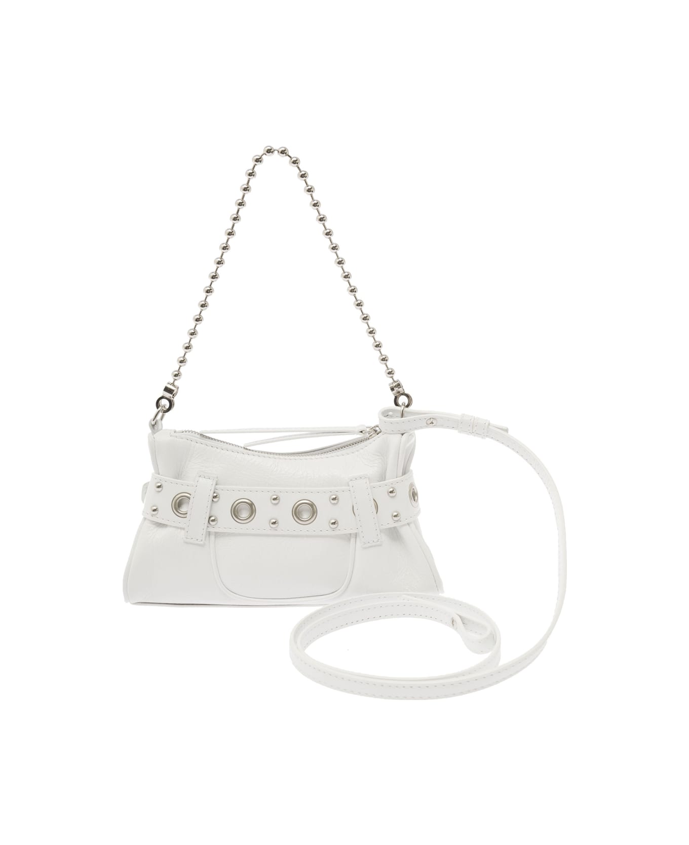 Dsquared2 'gothic' White Shoulder Bag With Belt Detail In Smooth Leather Woman - White ショルダーバッグ