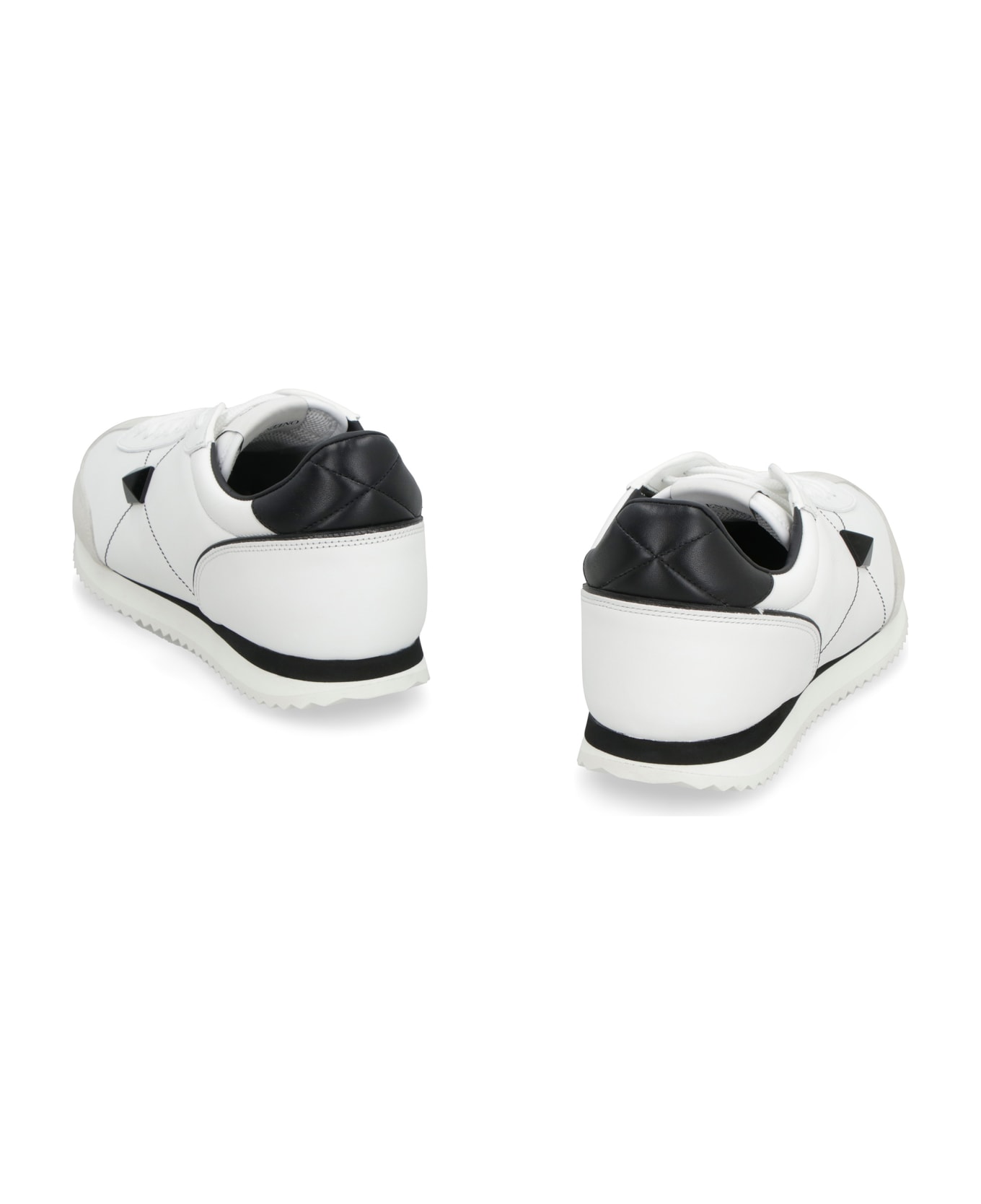 Valentino Garavani White Low Top Sneakers In Calf Leather And Nappa Leather - White