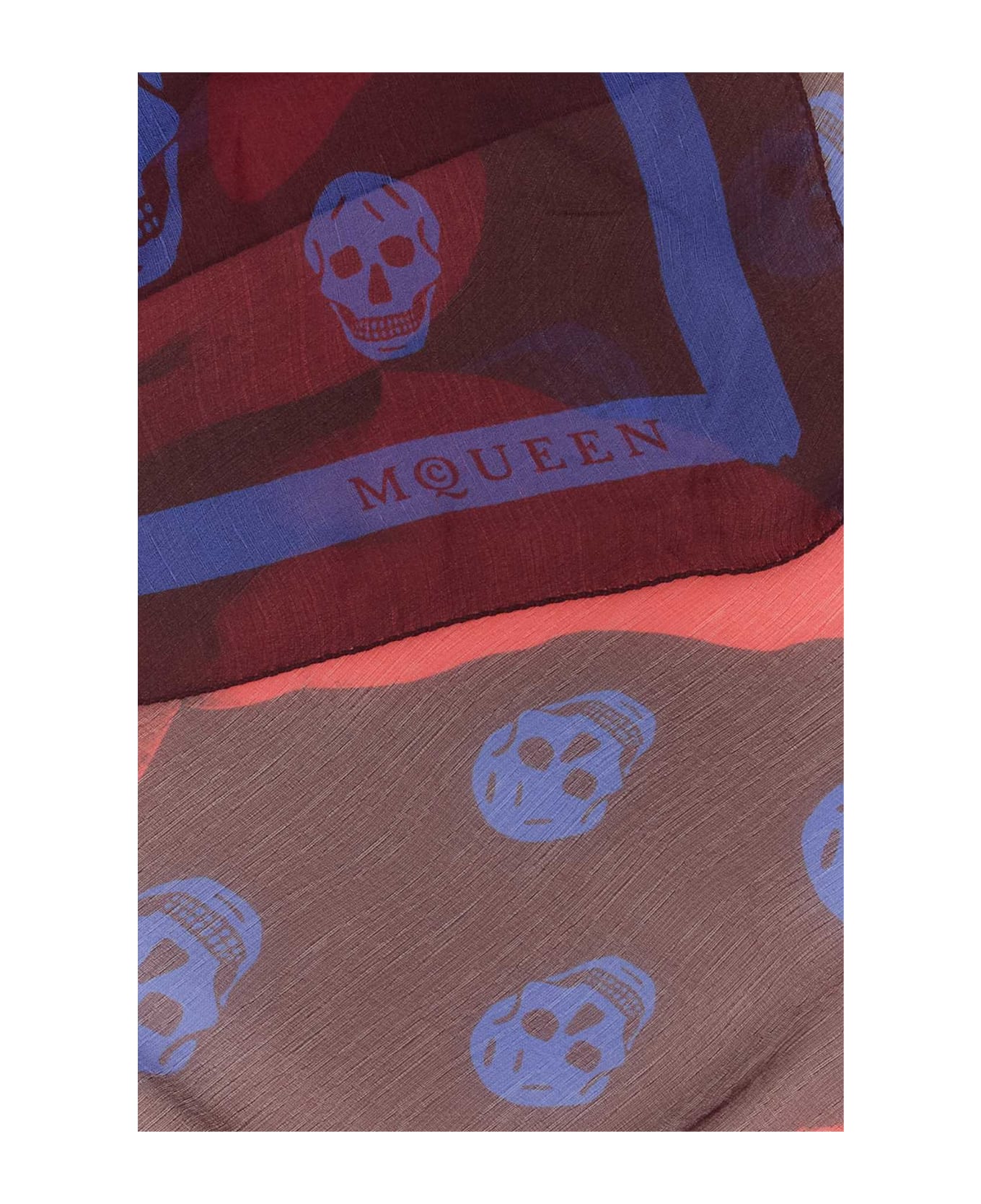 Alexander McQueen Printed Silk Foulard - BURGUNDYBLUE
