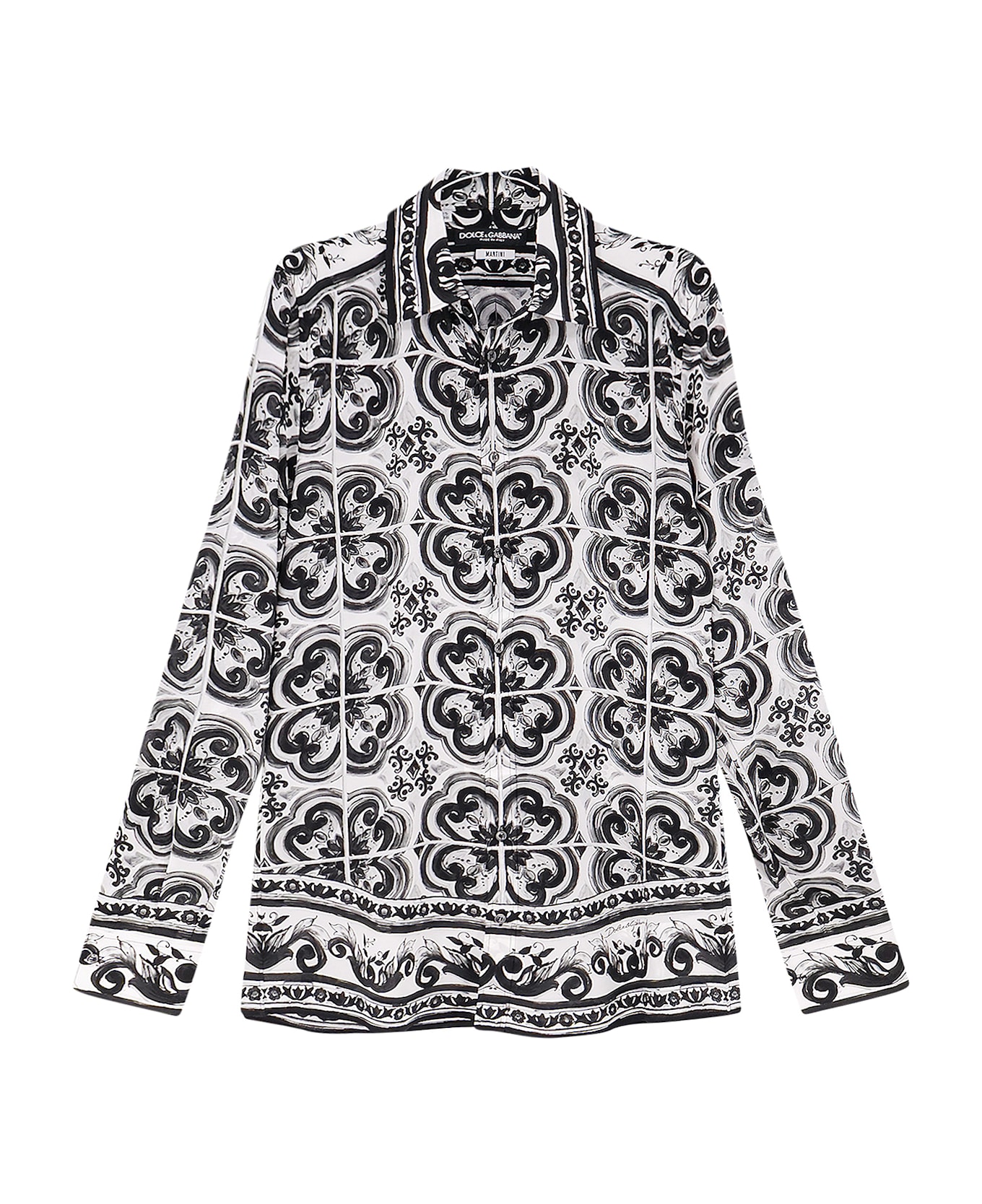 Dolce 
Gabbana Silk Shirt With Maiolica Print - MAIOLICA 3 NERO