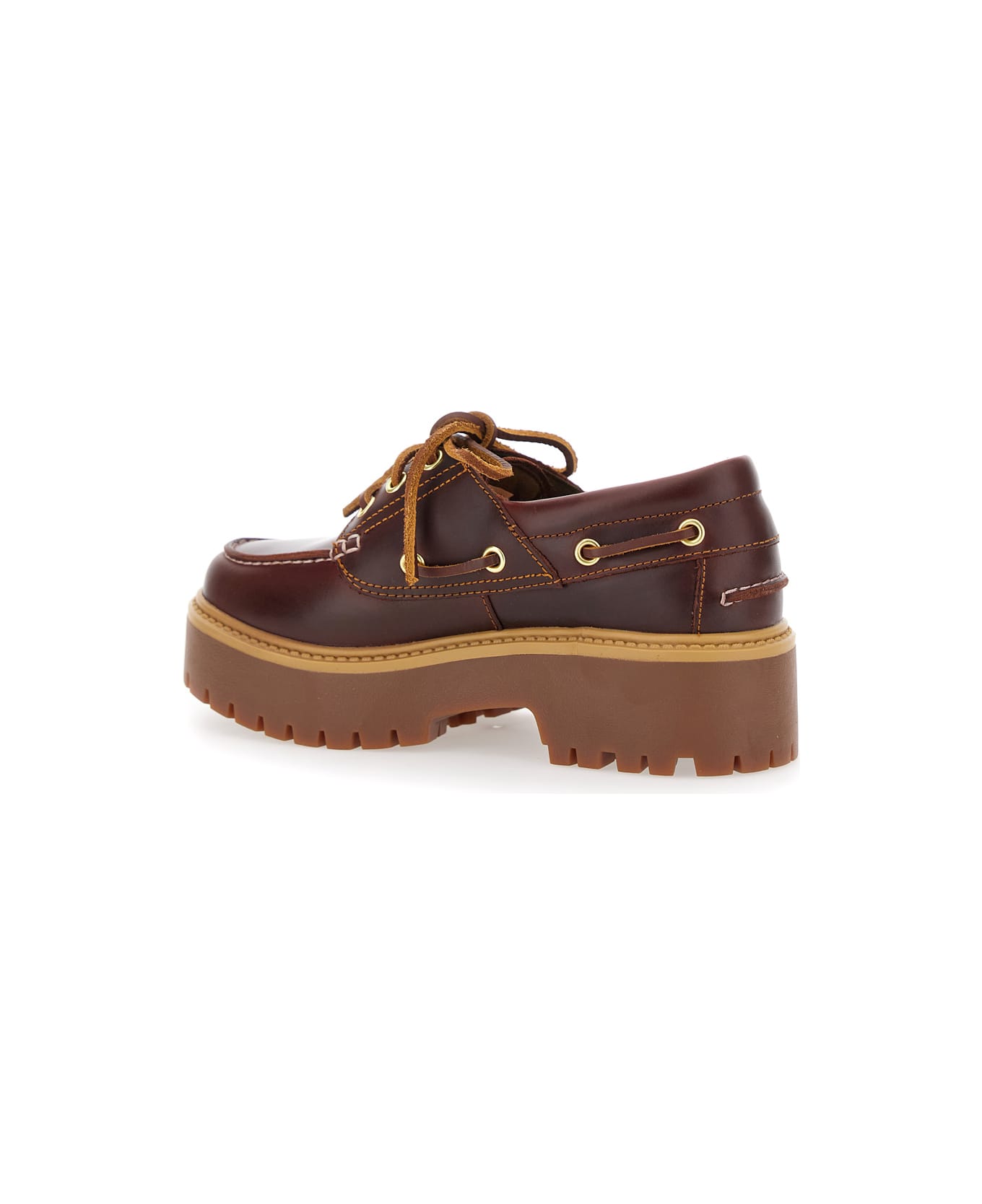Timberland 
stone Street
 Bordeaux Boat Loafers With Engraved Side Logo And Platform In Leather Woman - Bordeaux