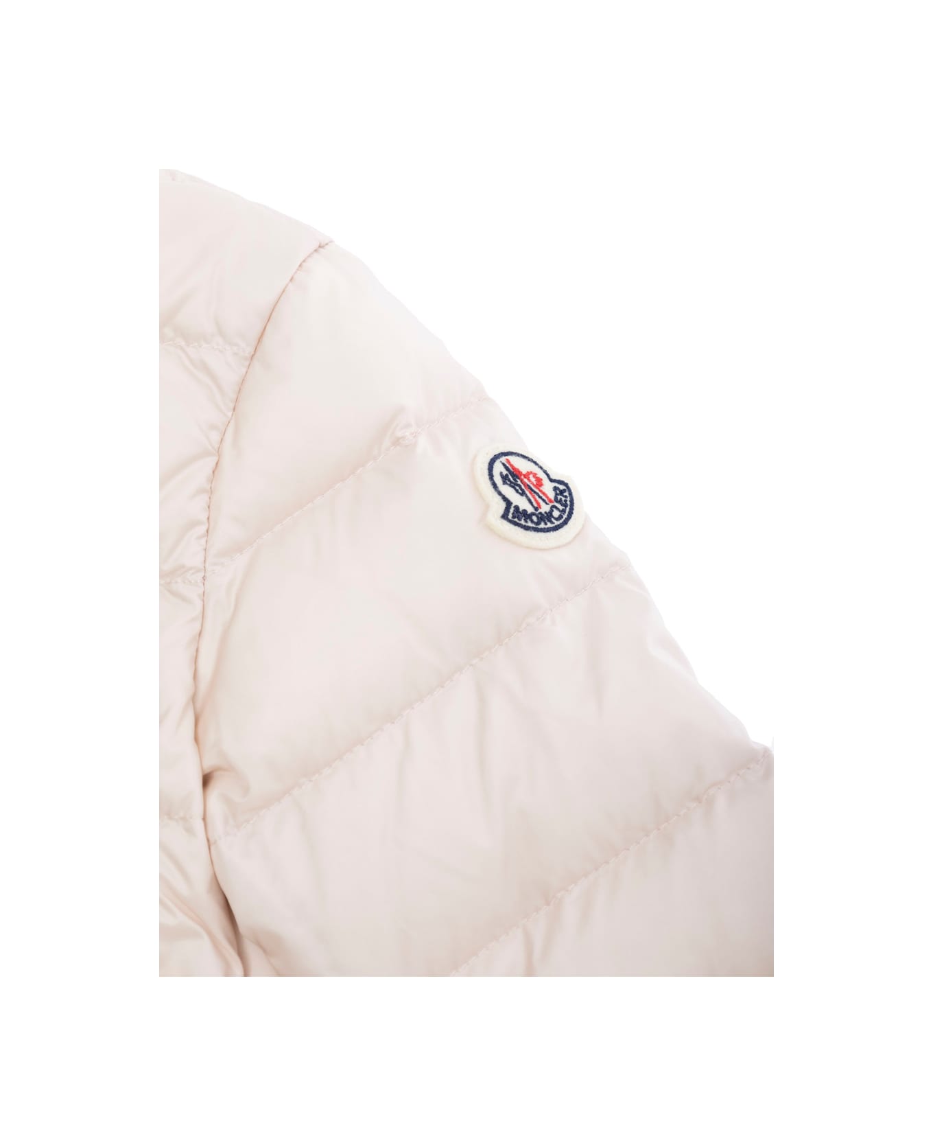 Moncler 
cecil
 Pink Down Jacket With Logo Patch Applied On The Sleeve In Tech Fabric Girl - Pink