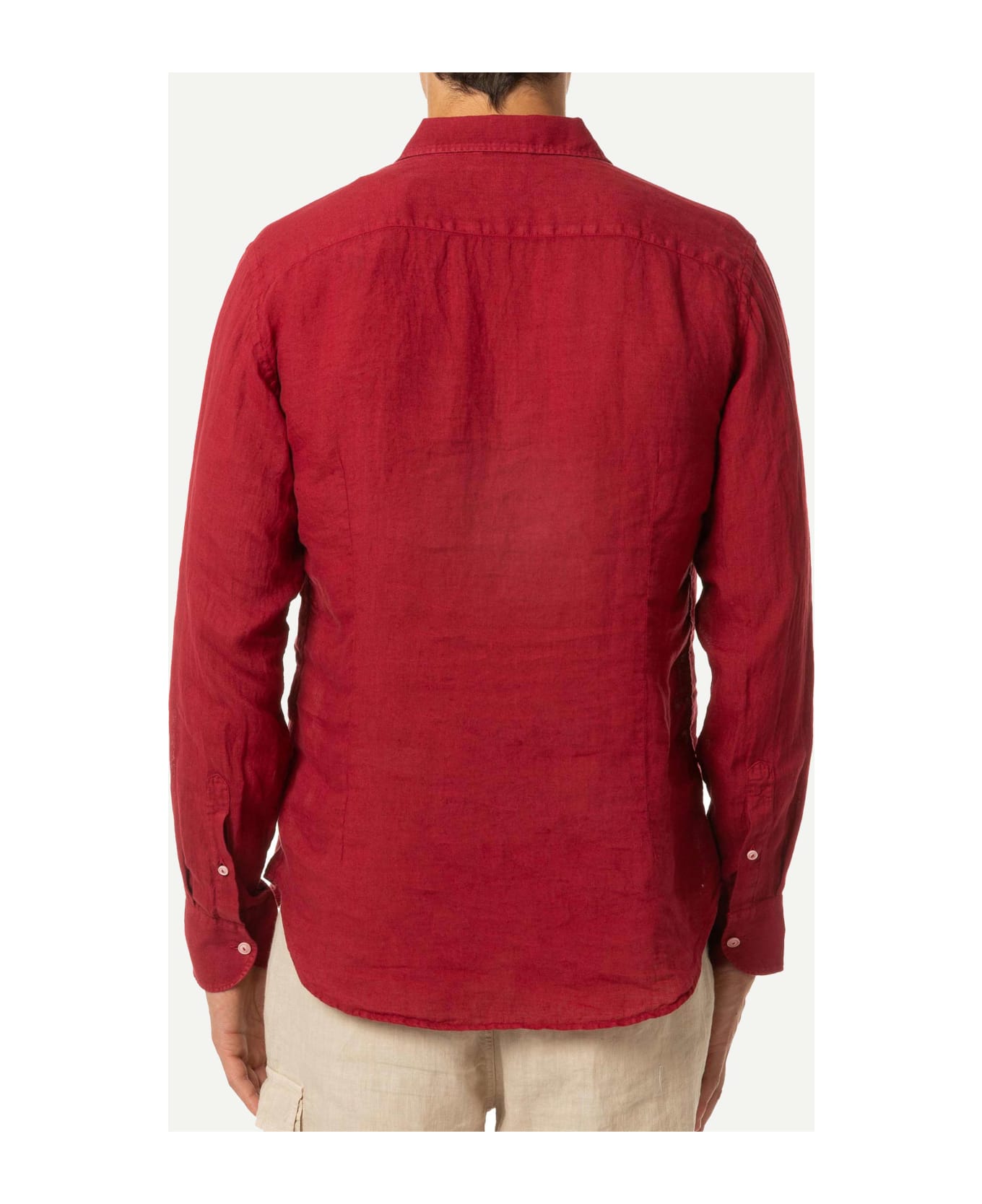 MC2 Saint Barth Man Burgundy Linen Pamplona Shirt - RED
