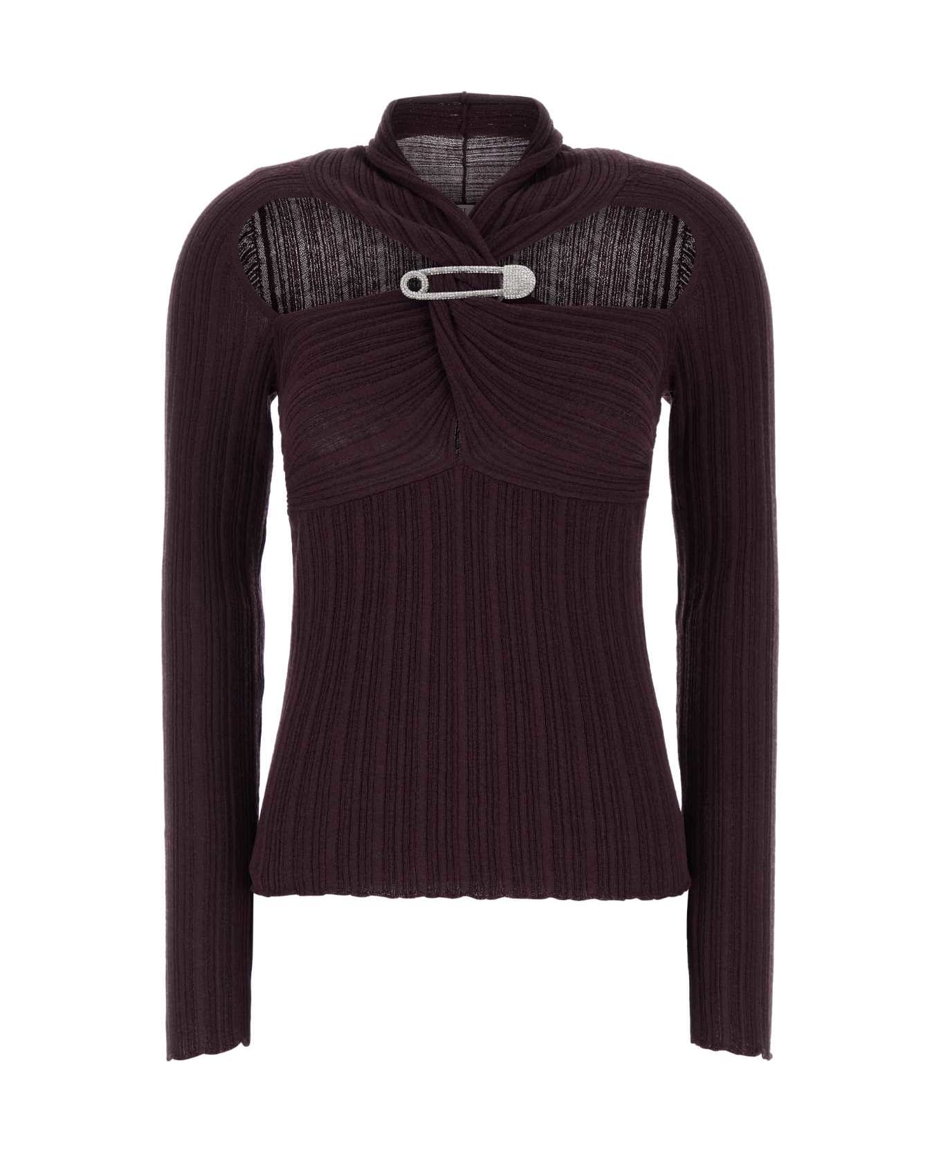 Giuseppe di Morabito Purple Wool Blend Top - BORDEAUX
