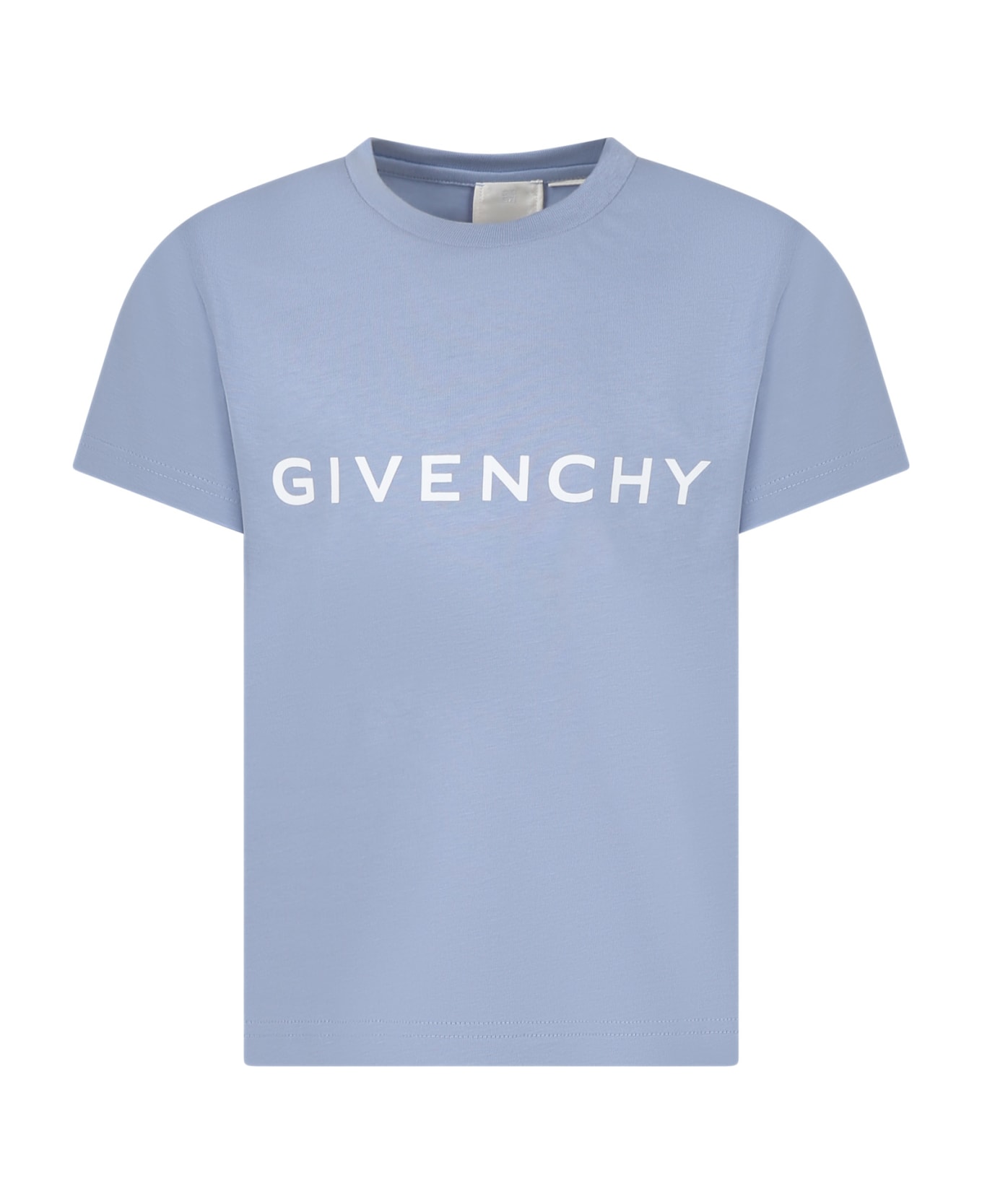 Givenchy Light Blue T-shirt For Boy With Logo - Blu Cielo Tシャツ＆ポロシャツ