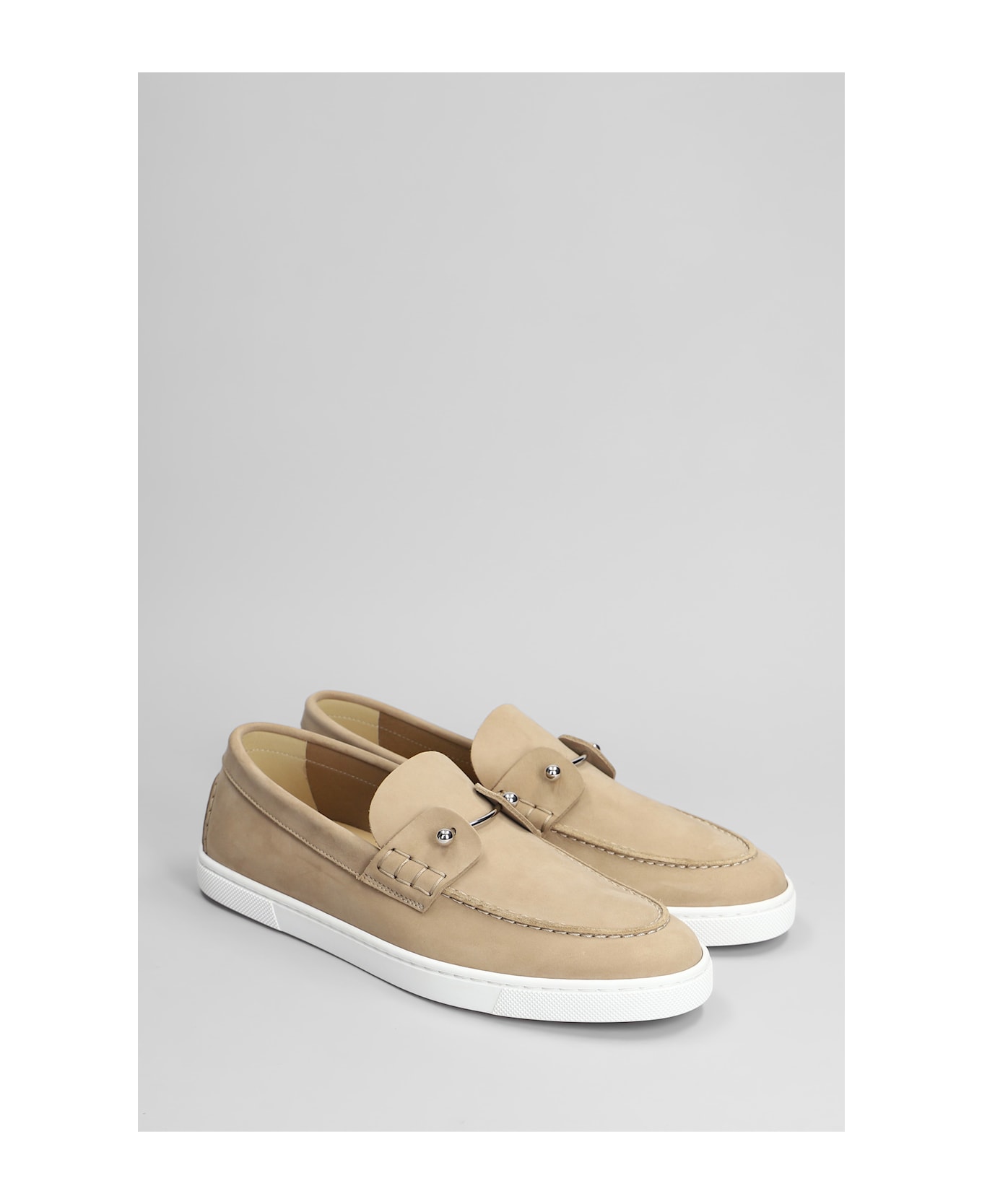Christian Louboutin Chambeliboat Loafers In Beige Leather - beige
