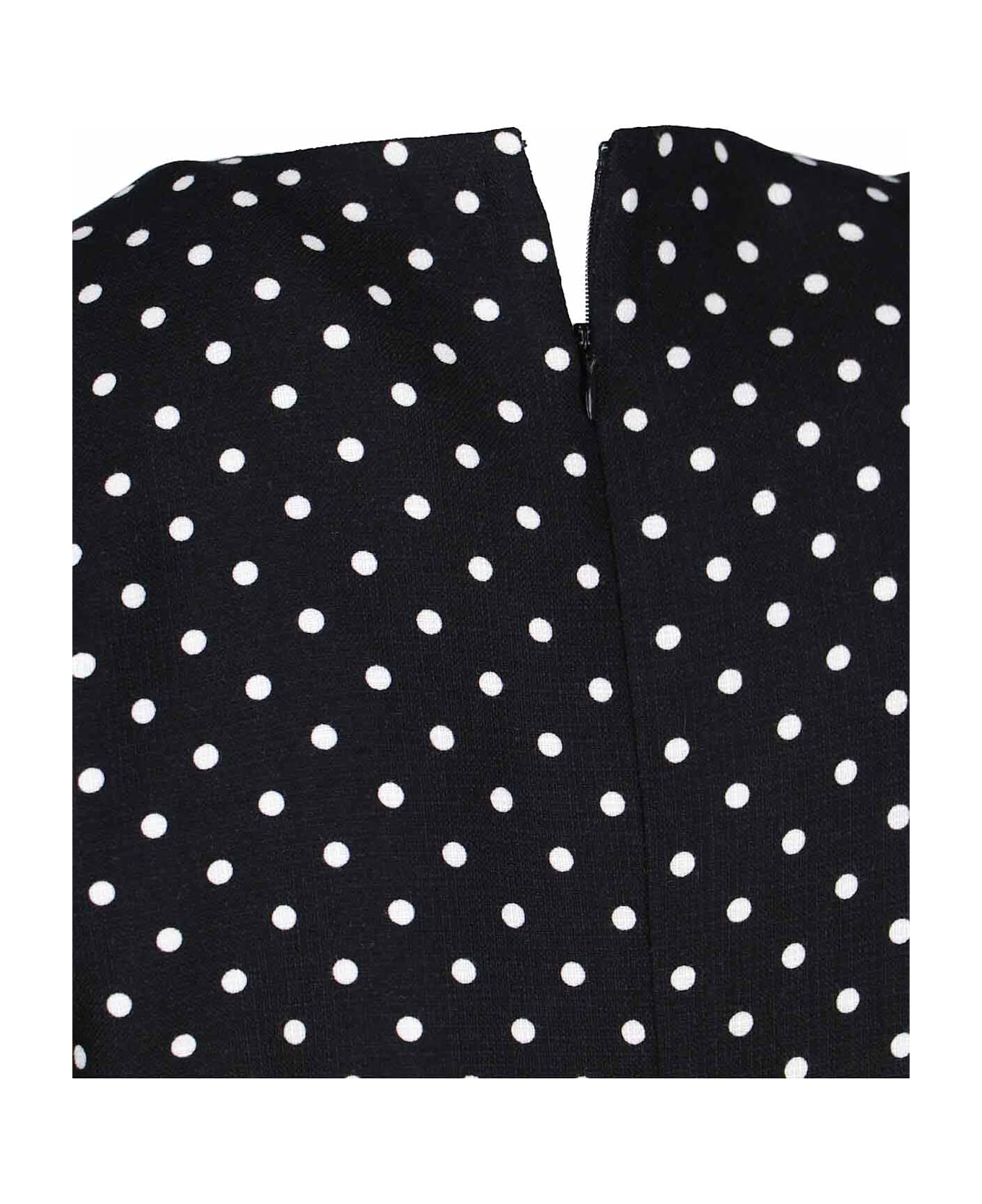 Valentino Polka Dot Mini Dress With Bow - Black  