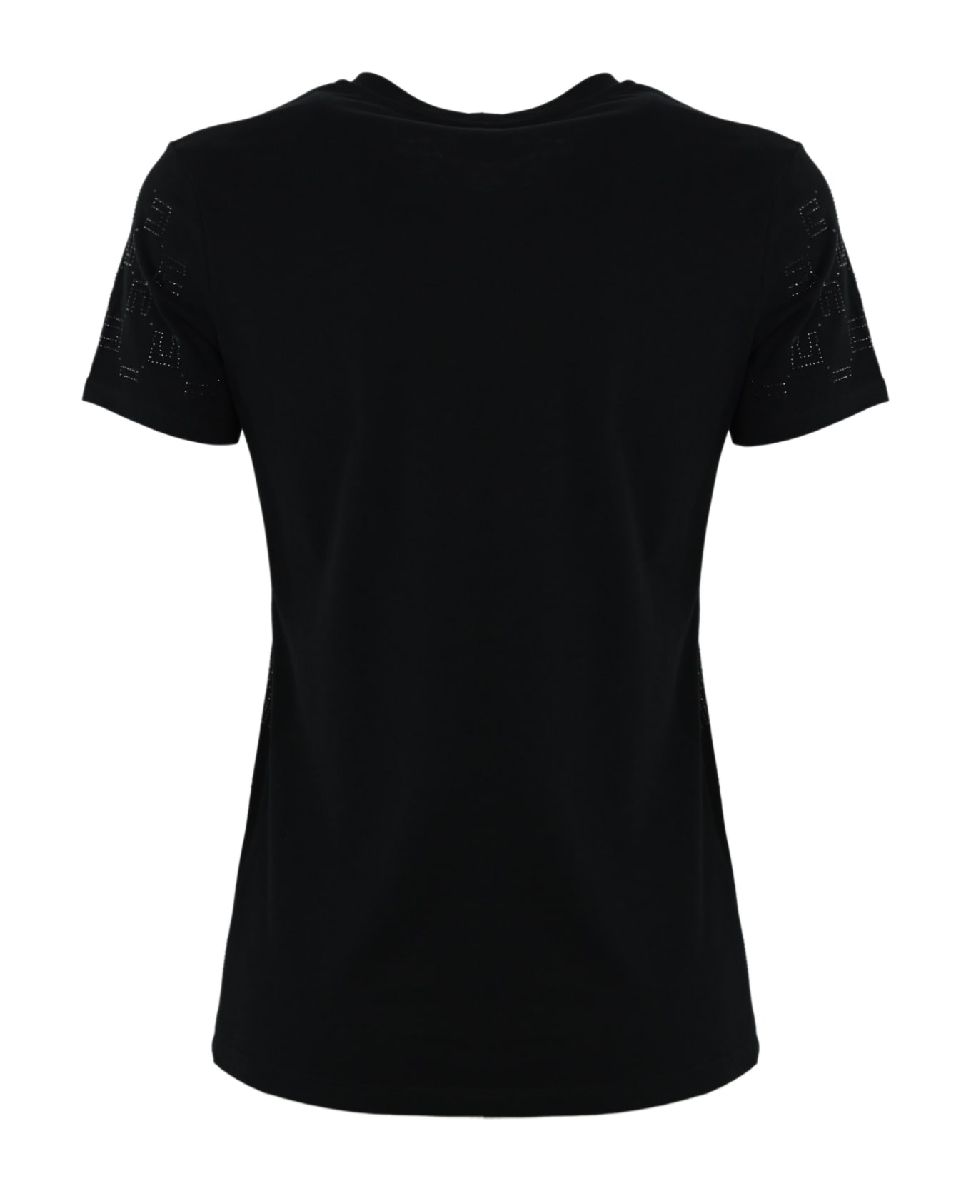 Elisabetta Franchi T-shirt With Rhinestone Logo - Nero