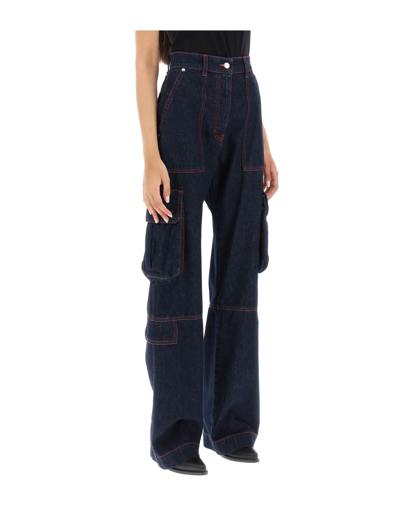 MSGM Cargo Jeans With Flared Cut - BLUE (Blue)