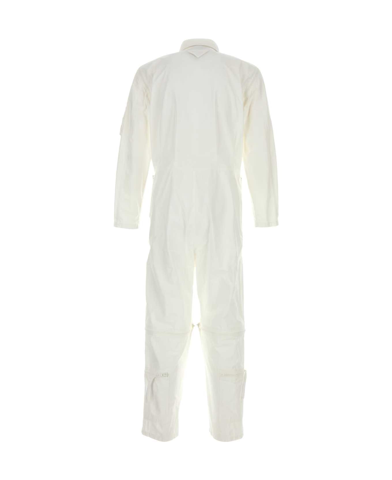 Prada White Cotton Jumpsuit - BIANCO