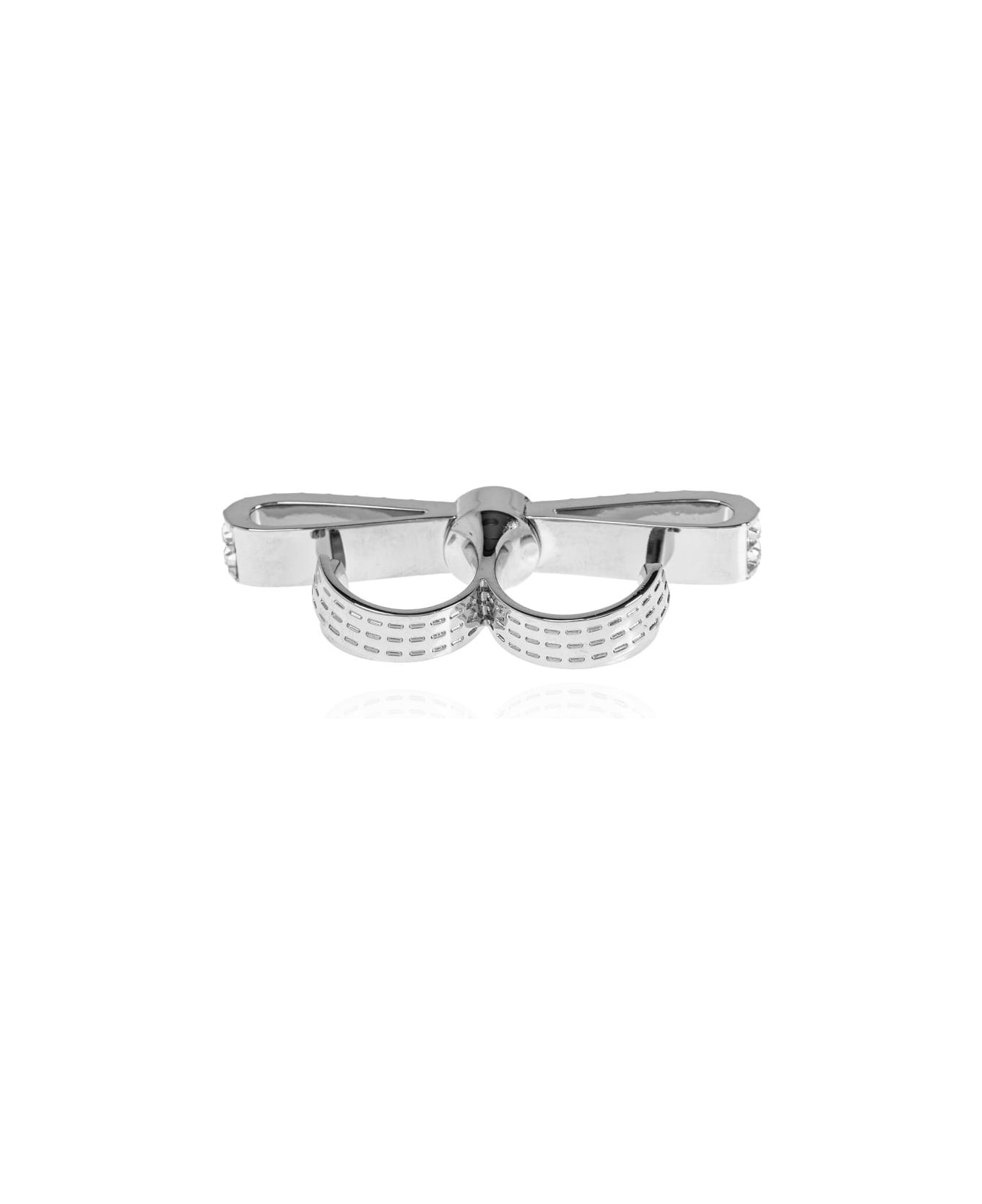 Versace Two-finger Ring Finished With Shimmering Crystals - Palladium-Crystal