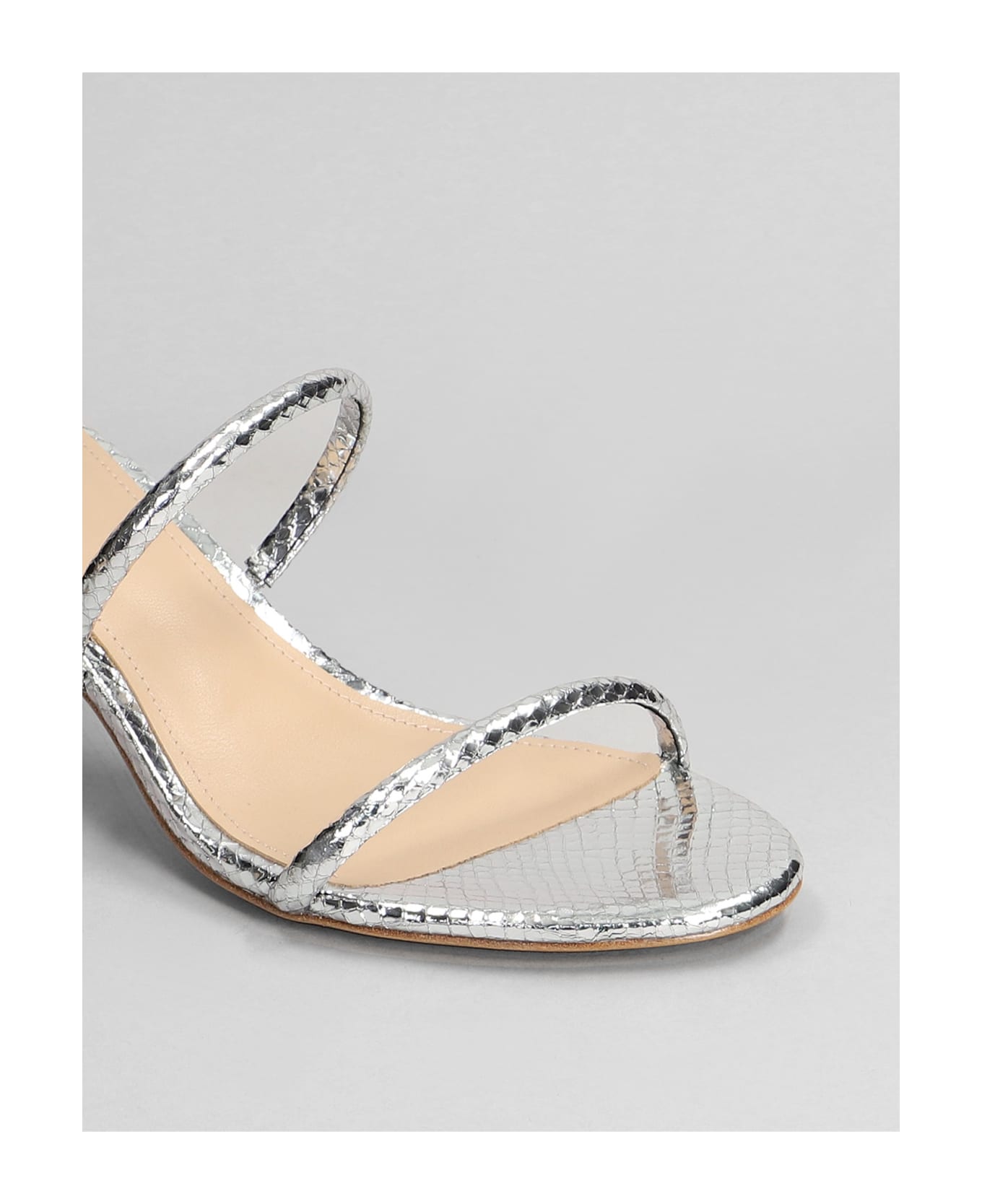 Lola Cruz Greta 65 Sandals In Silver Leather - silver