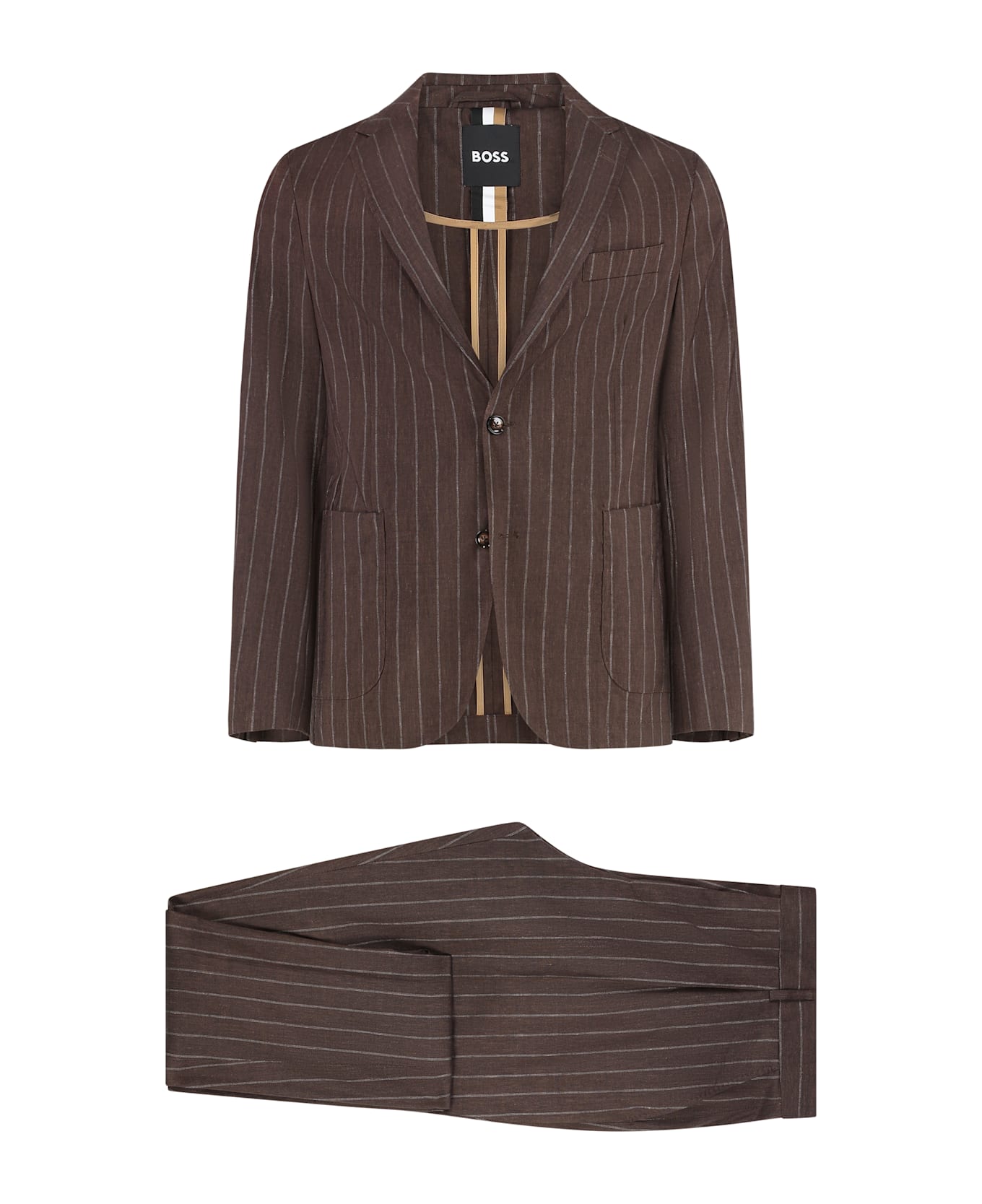 Hugo Boss Hanry Linen Two-pieces Suit - brown