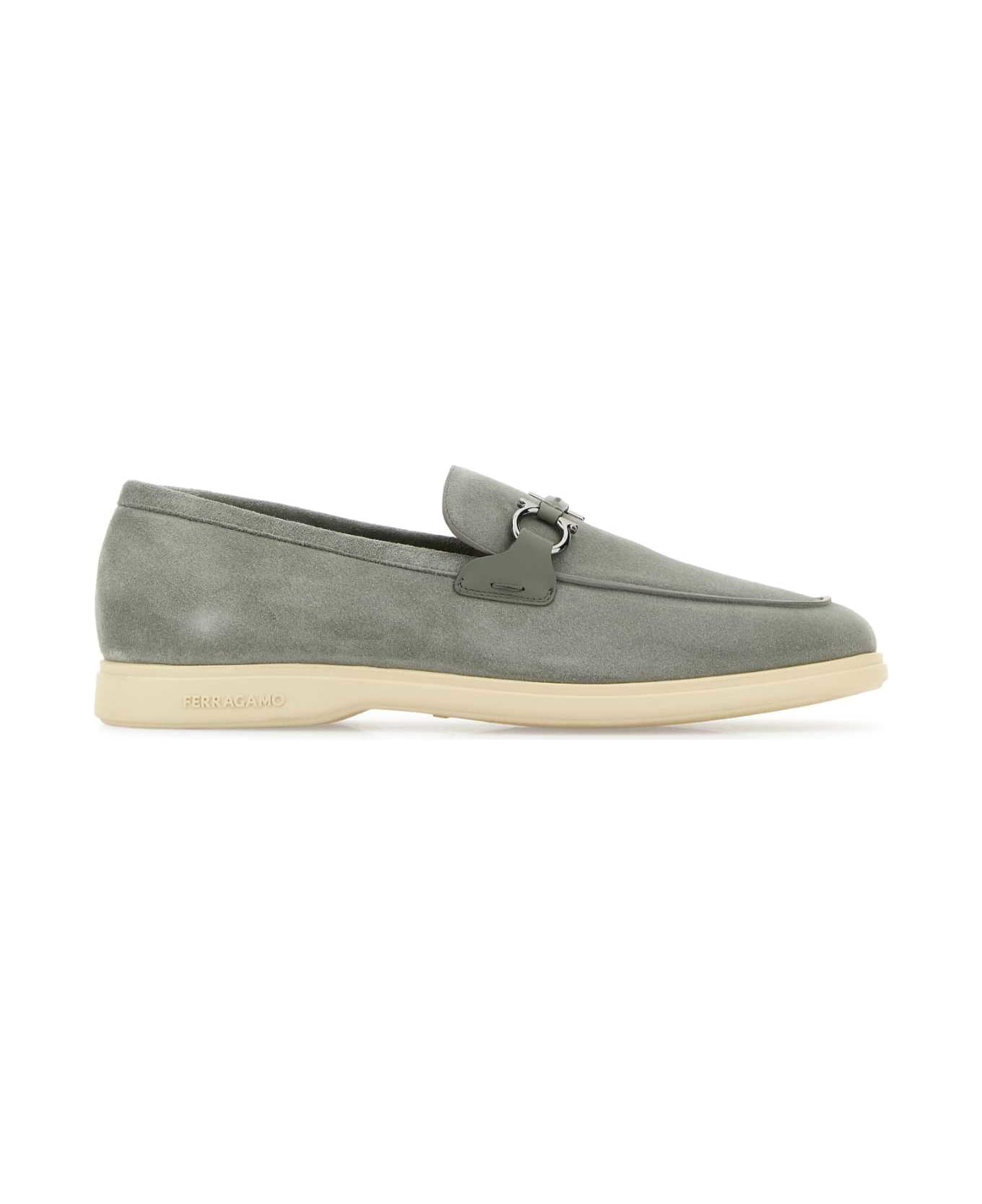 Ferragamo Grey Suede Cosimo Loafers - ASHGREYASHGREYNATURALE